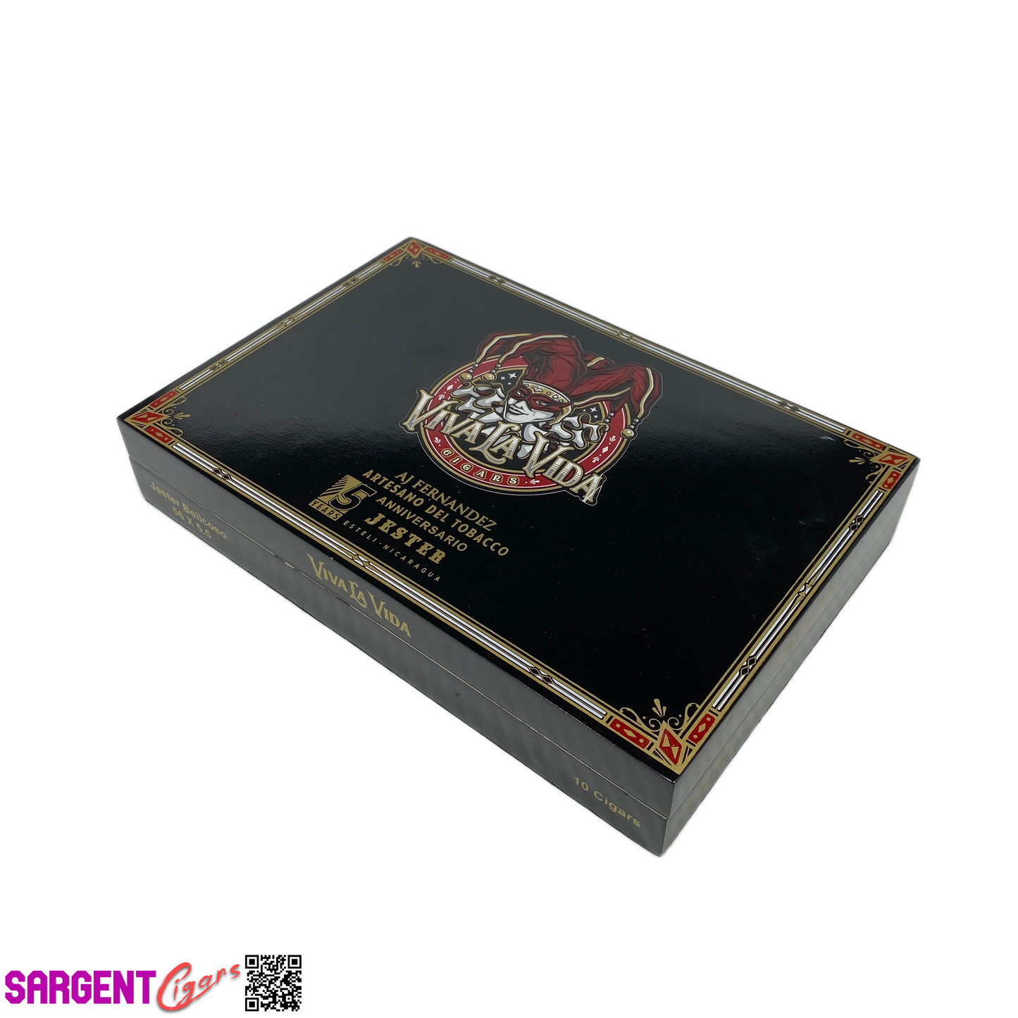 Viva La Vida Jester Belicoso Empty Wooden Cigar Box 10x6.5x1.75