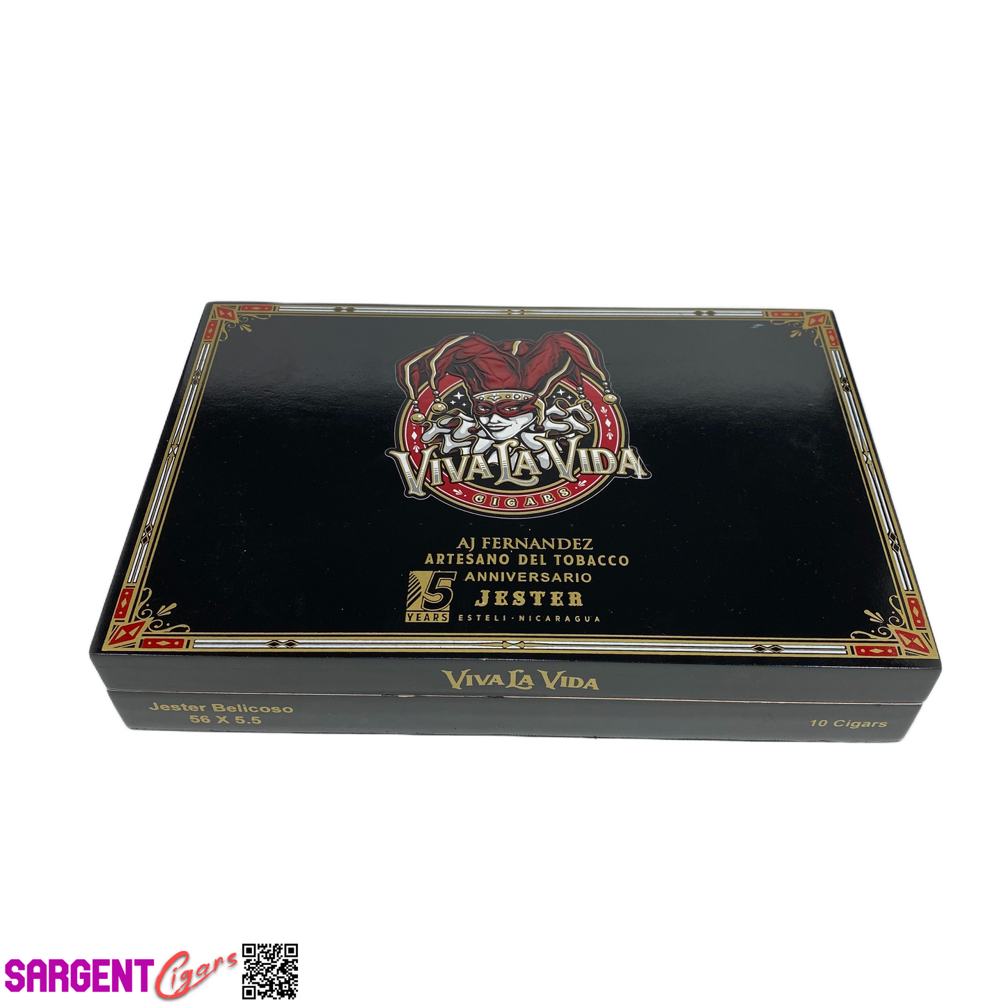 Viva La Vida Jester Belicoso Empty Wooden Cigar Box 10x6.5x1.75