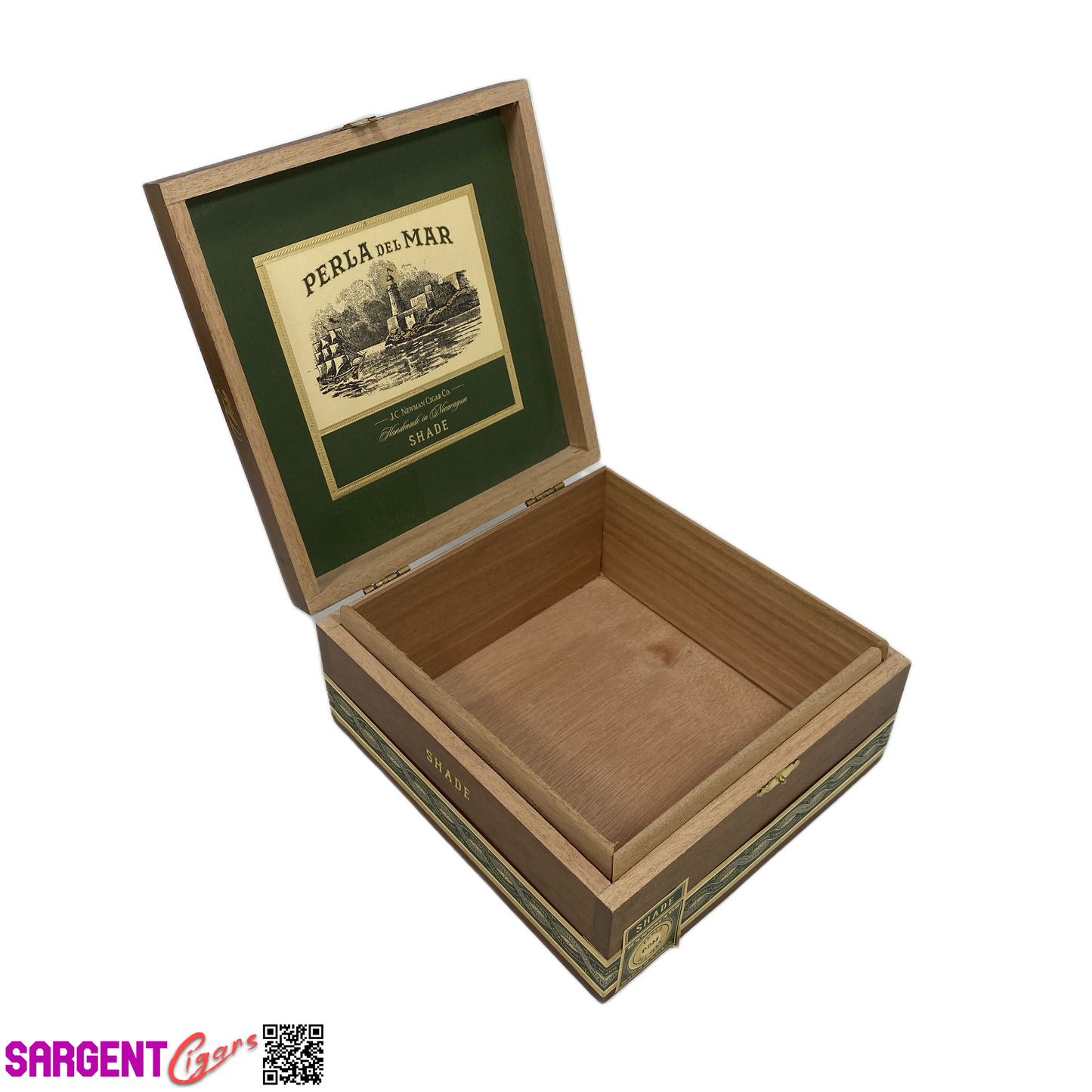 Perla Del Mar Shade Toro Empty Wooden Cigar Box 7x7.5x3.5