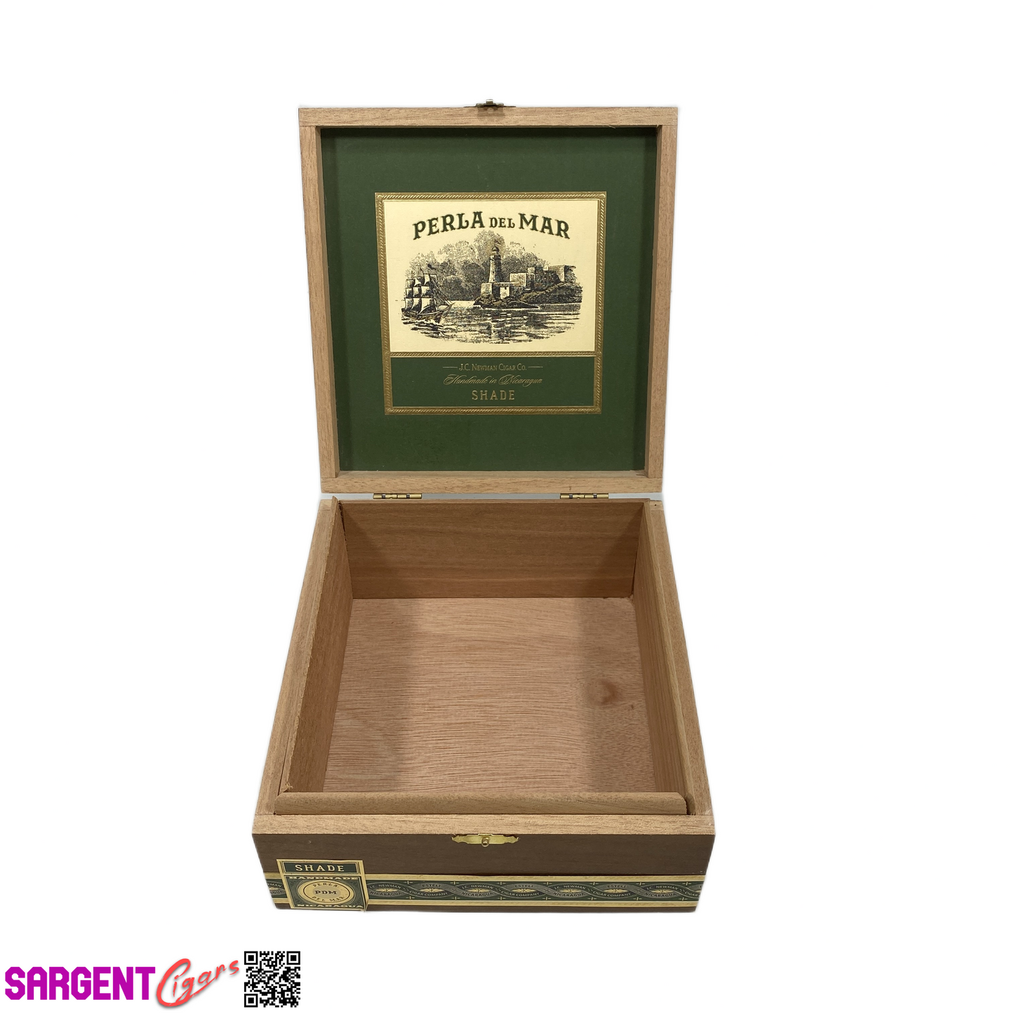 Perla Del Mar Shade Toro Empty Wooden Cigar Box 7x7.5x3.5