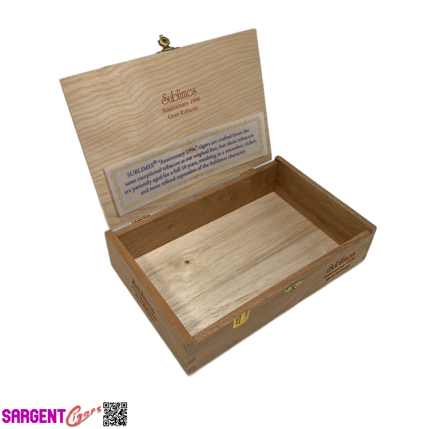 Sublimes Gran Robusto Empty Wooden Cigar Box 9x6x2