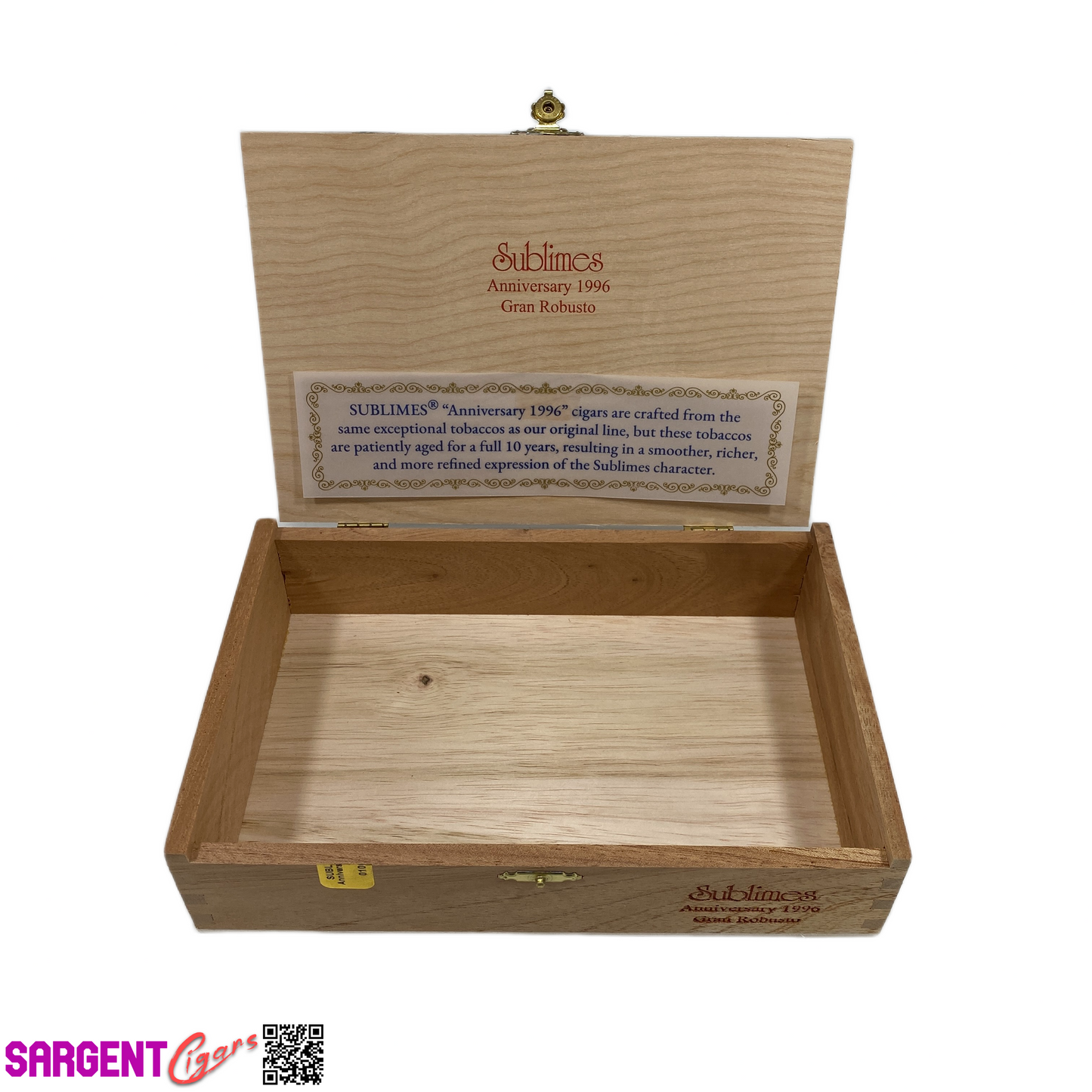 Sublimes Gran Robusto Empty Wooden Cigar Box 9x6x2