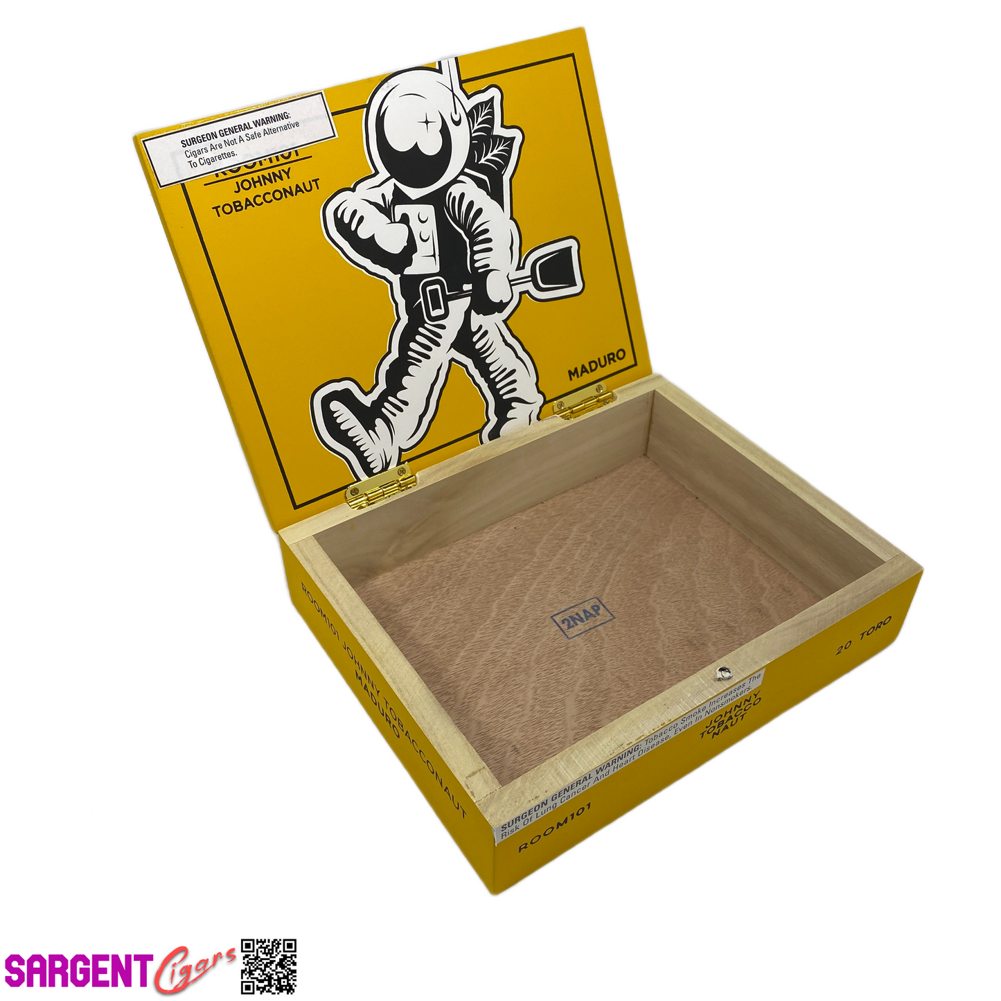Room 101 Johnny Tobacconaut Maduro Toro Empty Wooden Cigar Box 9x7.25x2.25
