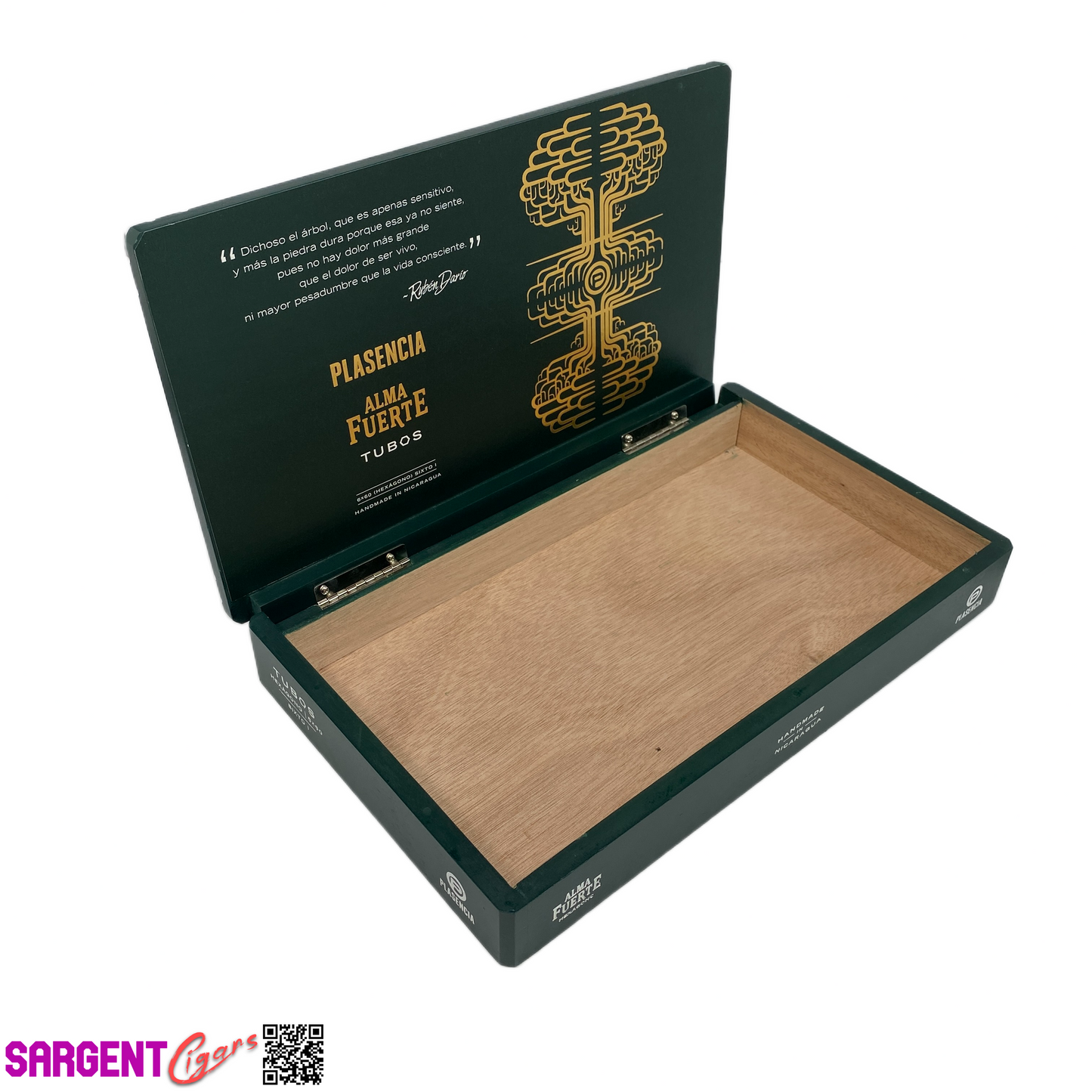 Plasencia Hexagono Sixto Tubos Empty Wooden Cigar Box 12.5x7.5x2