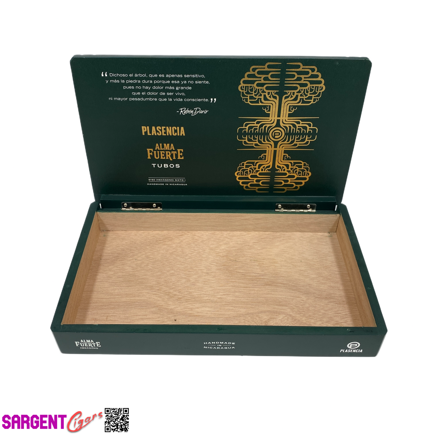 Plasencia Hexagono Sixto Tubos Empty Wooden Cigar Box 12.5x7.5x2