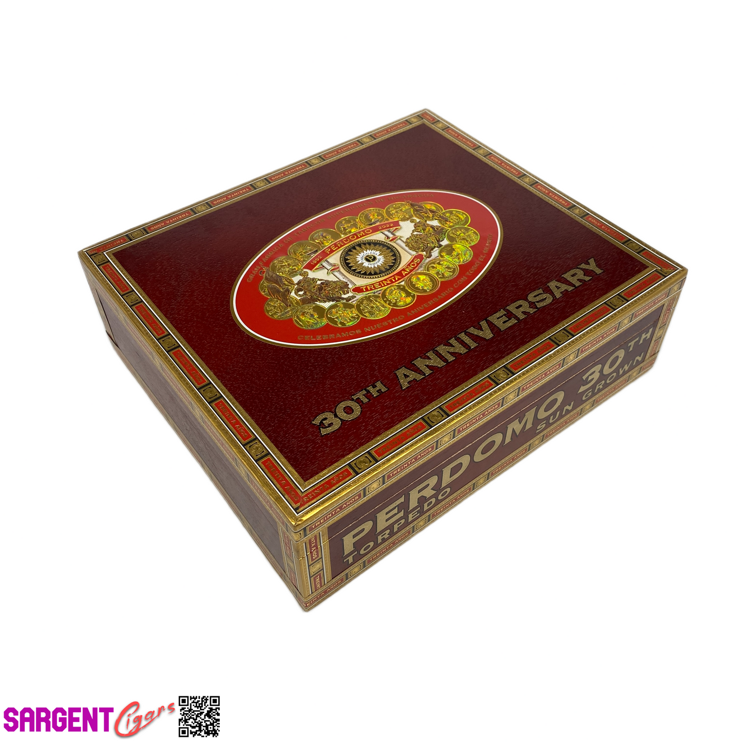 Perdomo 30th Connecticut Torpedo Empty Wooden Cigar Box 9.5x8.25x3