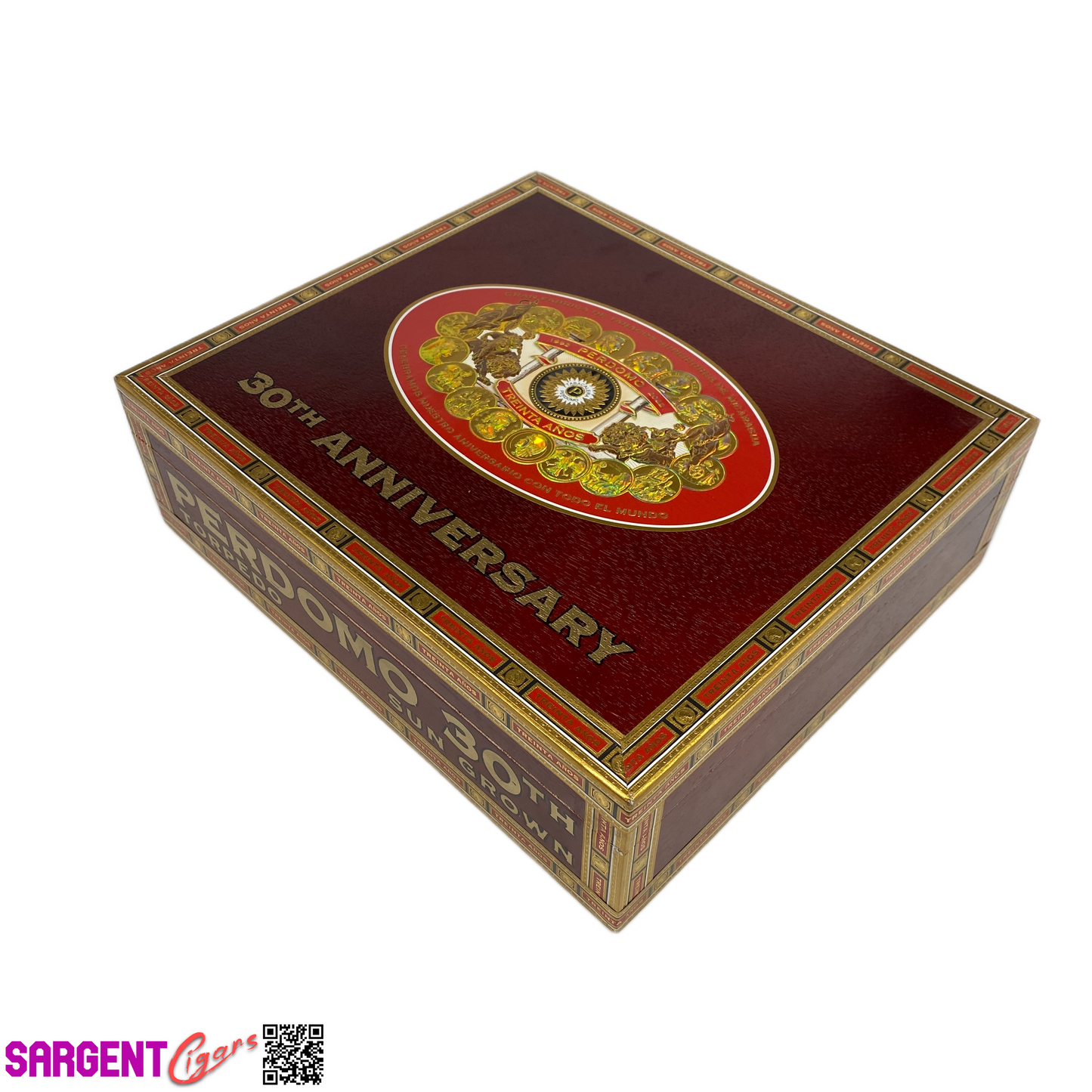 Perdomo 30th Connecticut Torpedo Empty Wooden Cigar Box 9.5x8.25x3