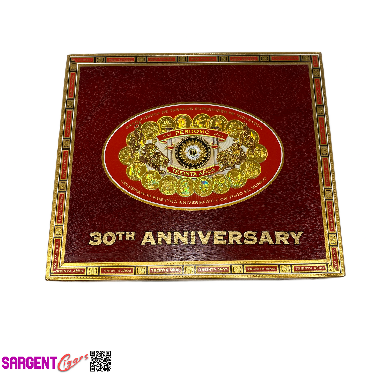 Perdomo 30th Connecticut Torpedo Empty Wooden Cigar Box 9.5x8.25x3
