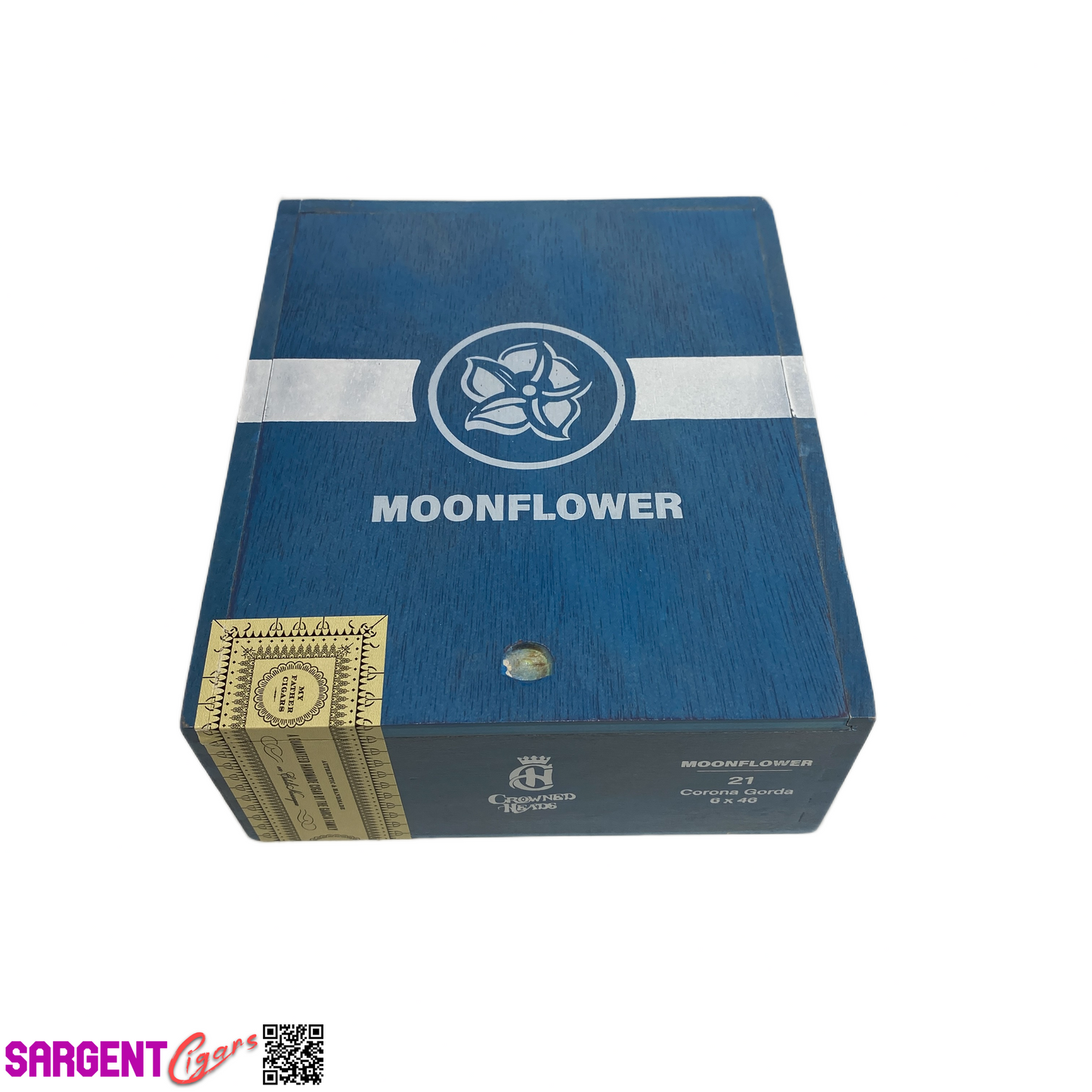 Crowned Heads Moonflower Corona Gorda Empty Wooden Cigar Box 5.75x6.75x2.5