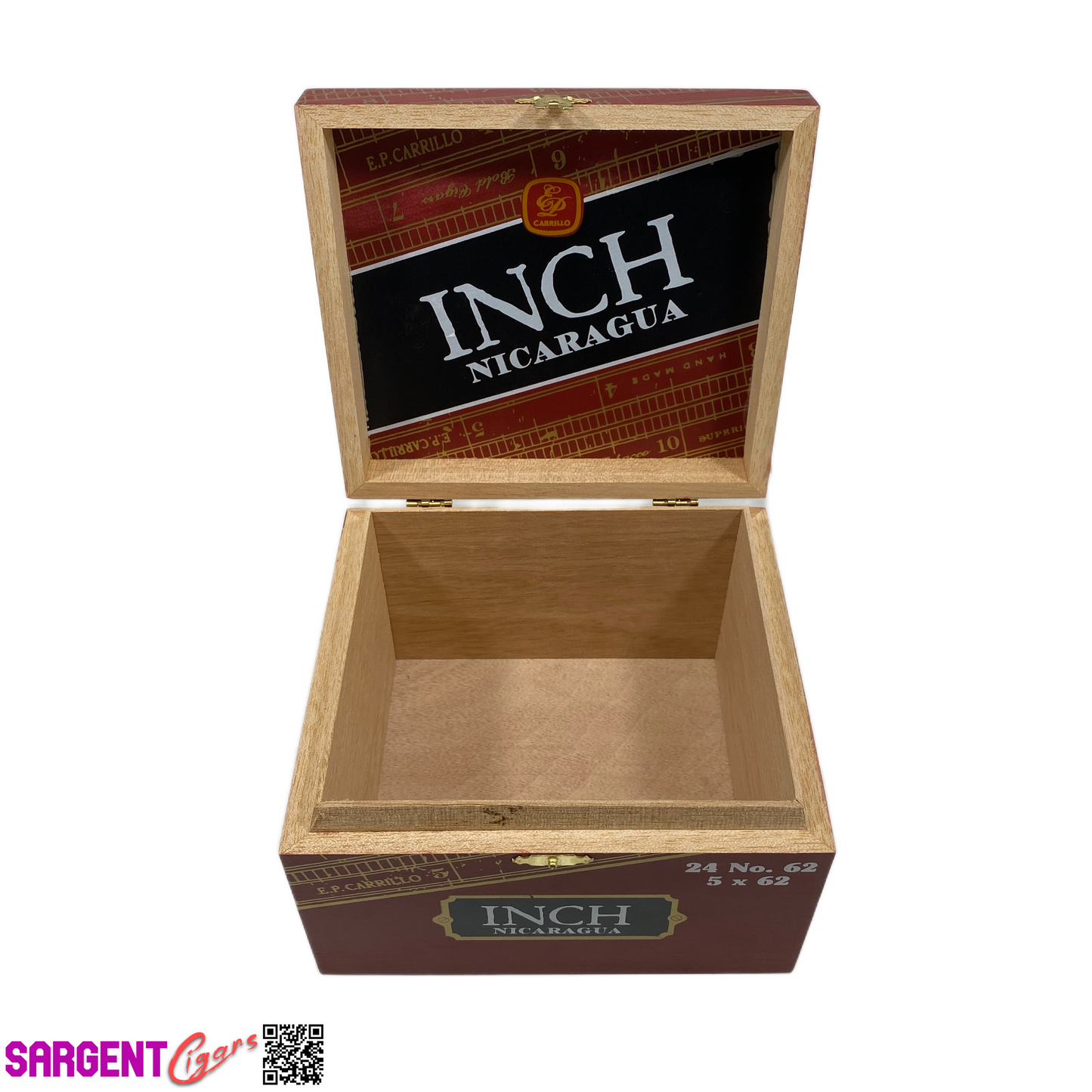 Ep Carrillo Inch No62 Empty Wooden Cigar Box 7x6.25x4.25