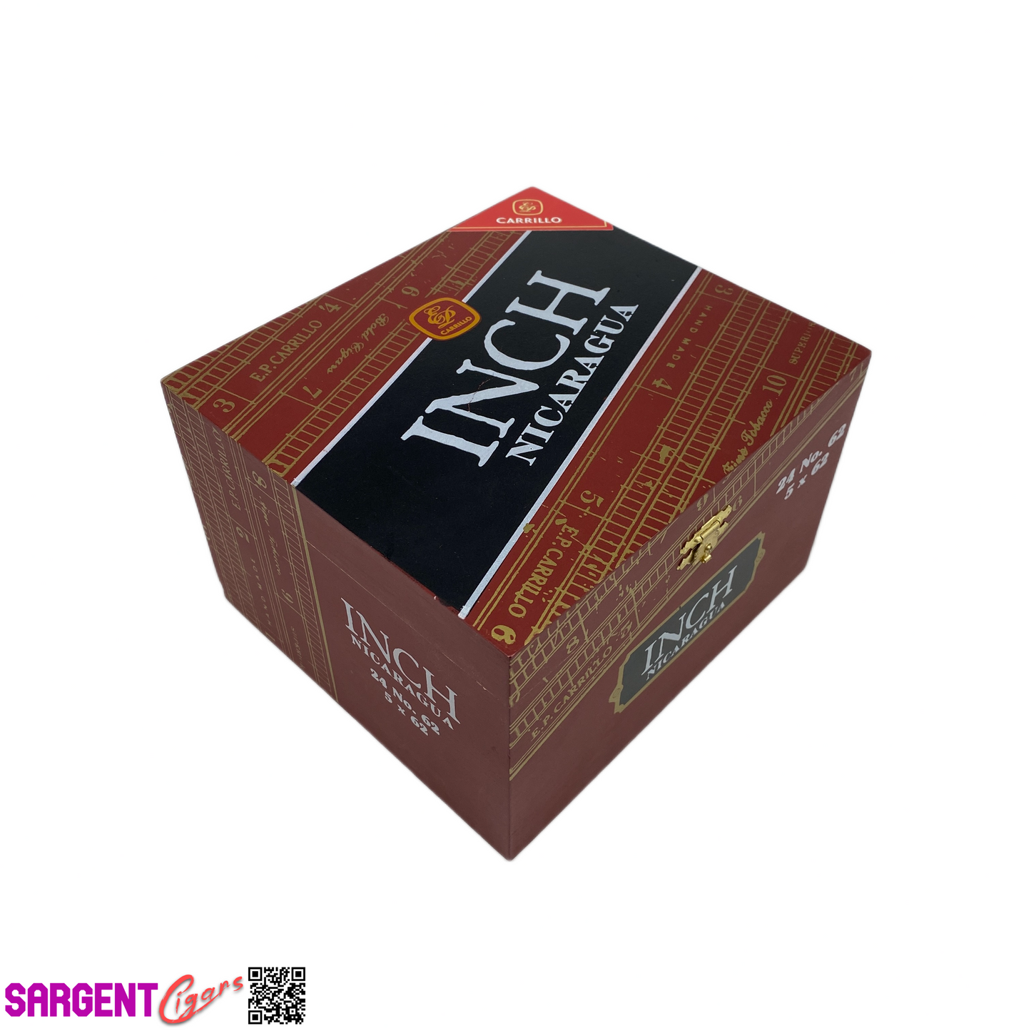 Ep Carrillo Inch No62 Empty Wooden Cigar Box 7x6.25x4.25