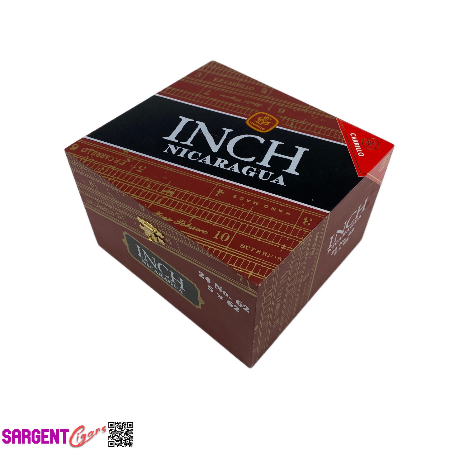 Ep Carrillo Inch No62 Empty Wooden Cigar Box 7x6.25x4.25