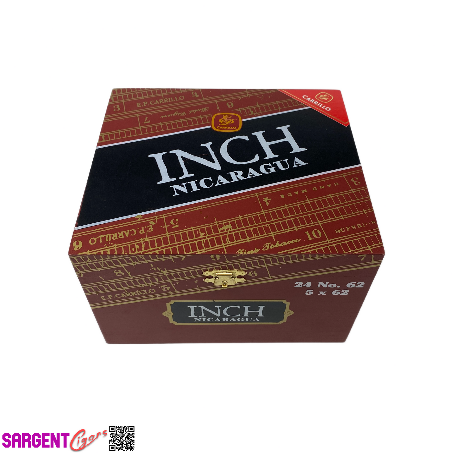Ep Carrillo Inch No62 Empty Wooden Cigar Box 7x6.25x4.25