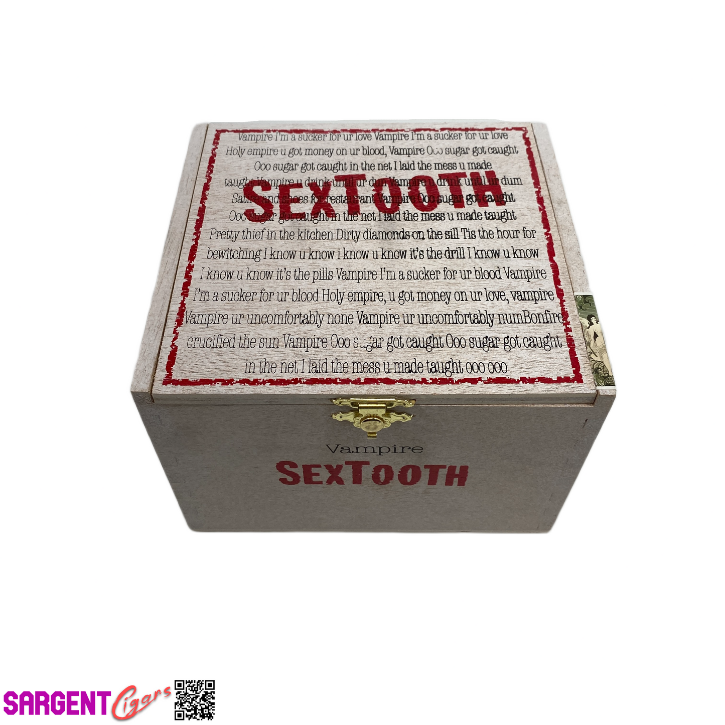 Tatuaje SexTooth Vampire Empty Wooden Cigar Box 6x5.75x4