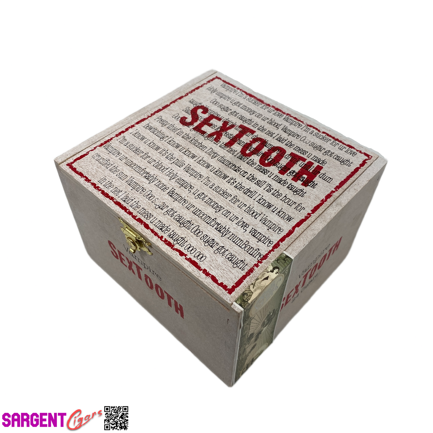 Tatuaje SexTooth Vampire Empty Wooden Cigar Box 6x5.75x4