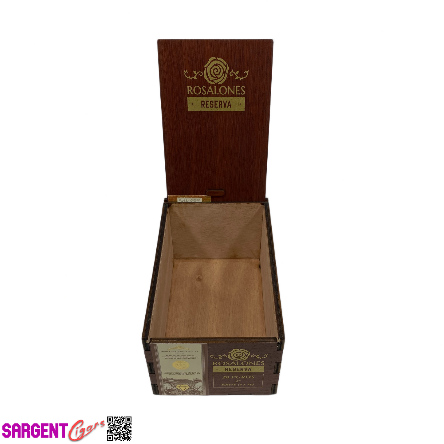 Rosalones Reserva RR650 Empty Wooden Cigar Box 4.5x7x3.5