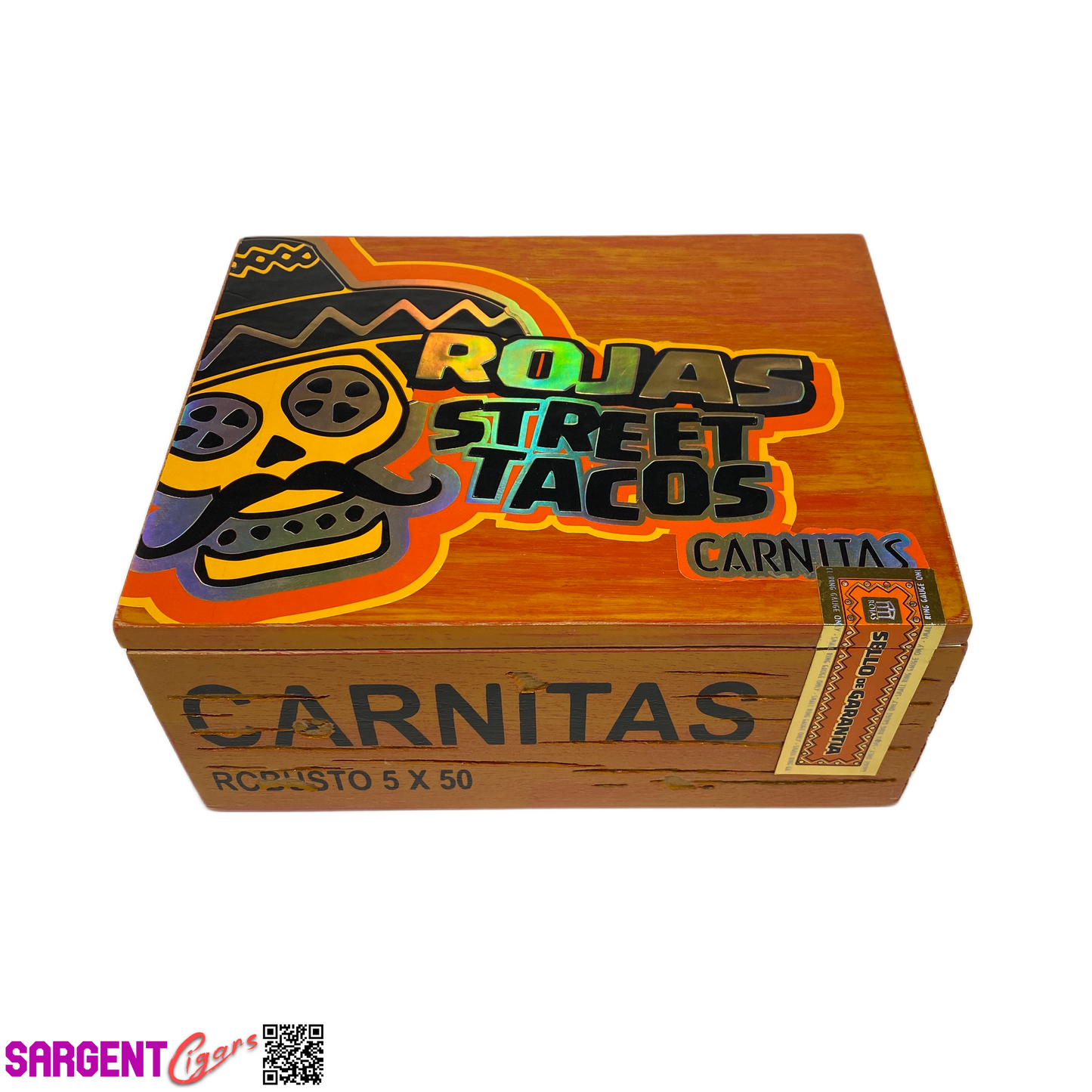 Rojas Street Tacos Carnitas Robusto Empty Wooden Cigar Box 7.5x6x3.5