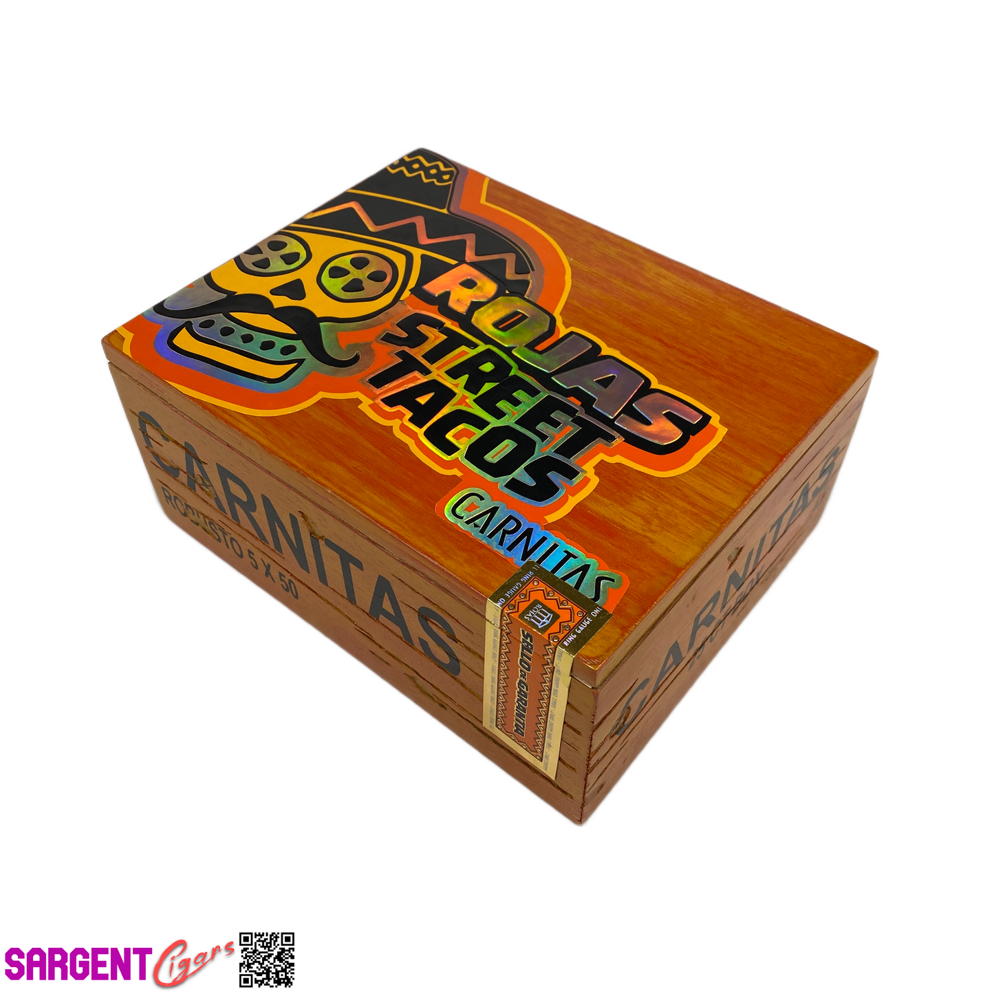 Rojas Street Tacos Carnitas Robusto Empty Wooden Cigar Box 7.5x6x3.5
