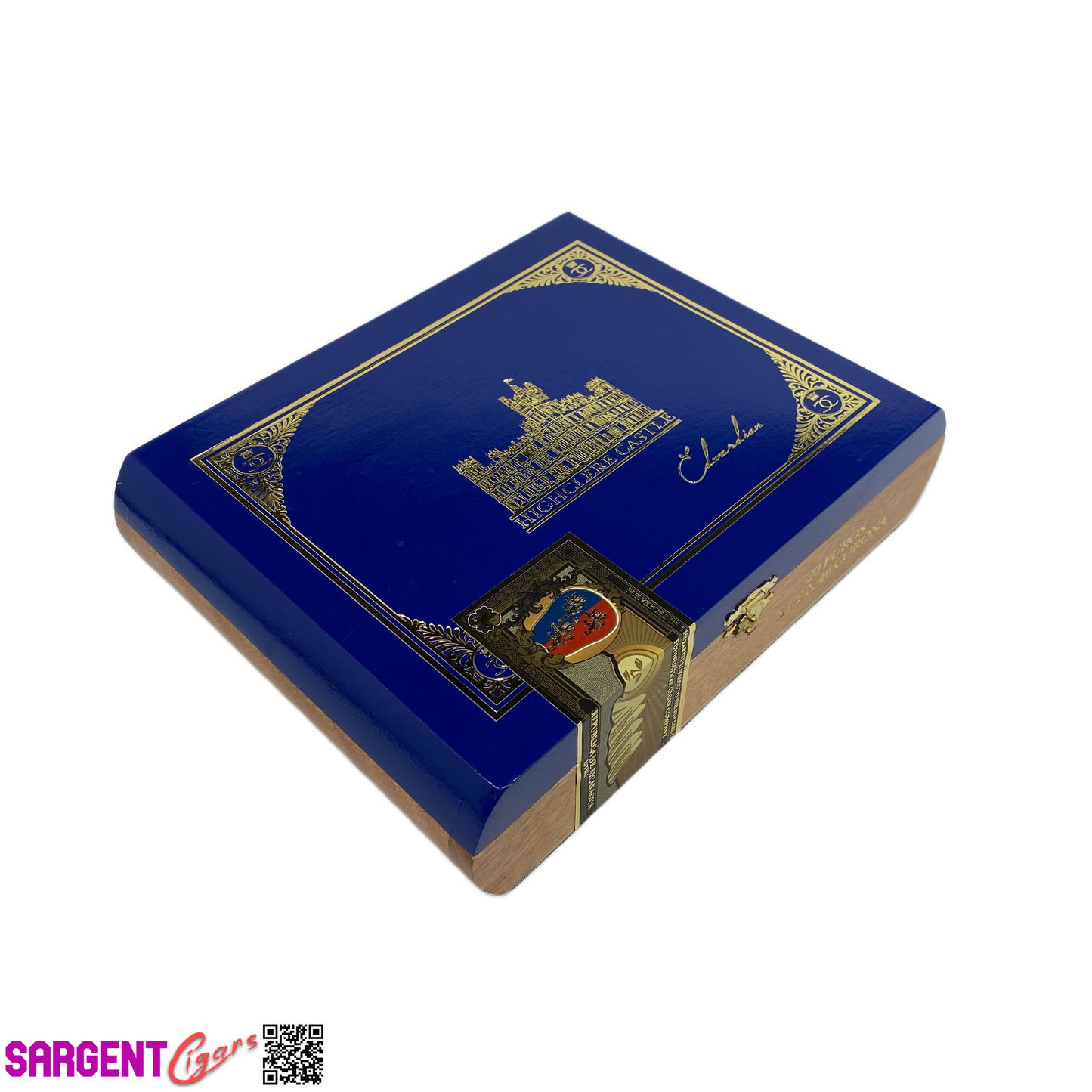 Highclere Castle Blue Corona Empty Wooden Cigar Box 8.25x6.25x2