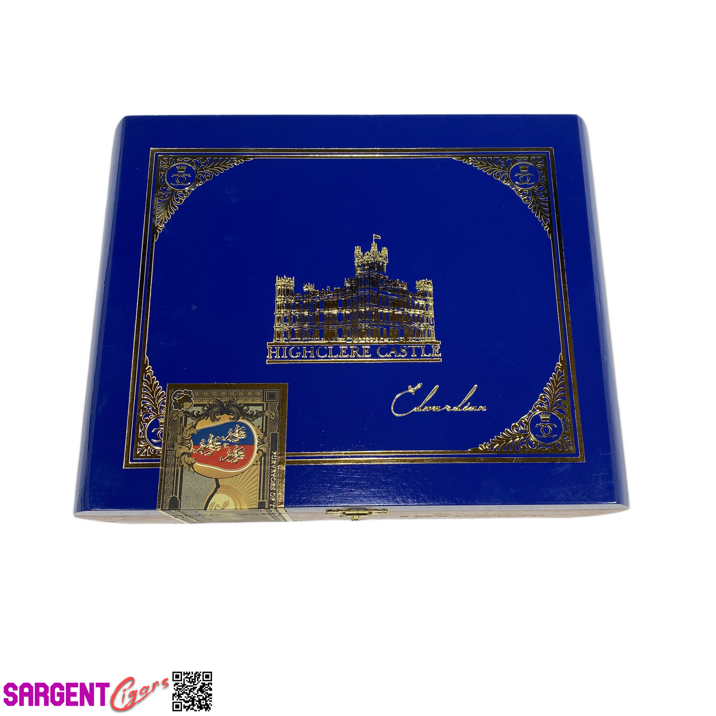 Highclere Castle Blue Corona Empty Wooden Cigar Box 8.25x6.25x2