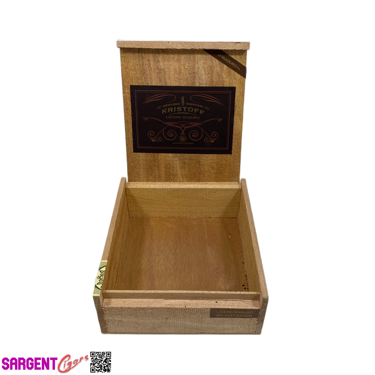 Kristoff Maduro Matator Empty Wooden Cigar Box 7.75x8.75x3