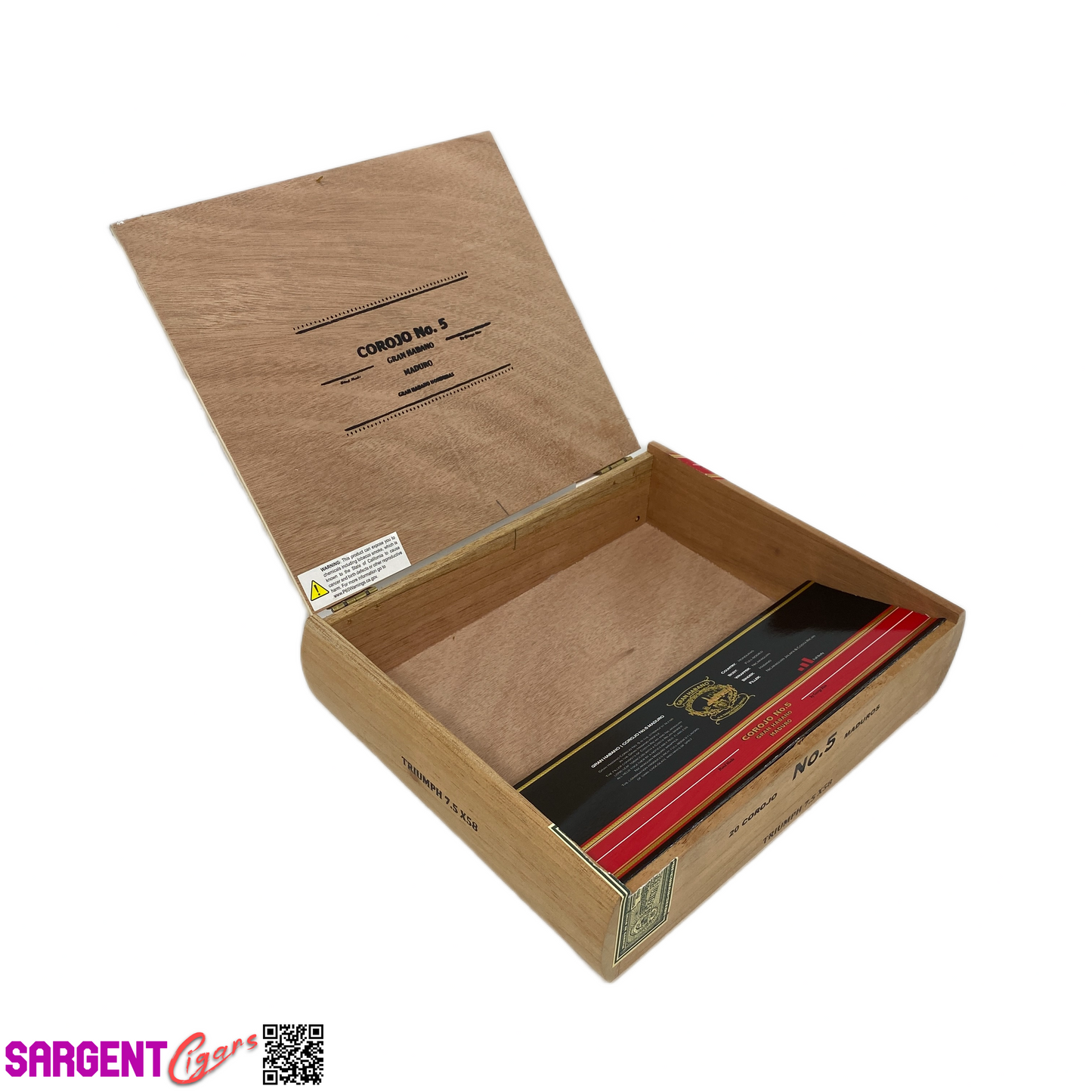 Gran Hab No5 Triumph Empty Wooden Cigar Box 10x8x2.25
