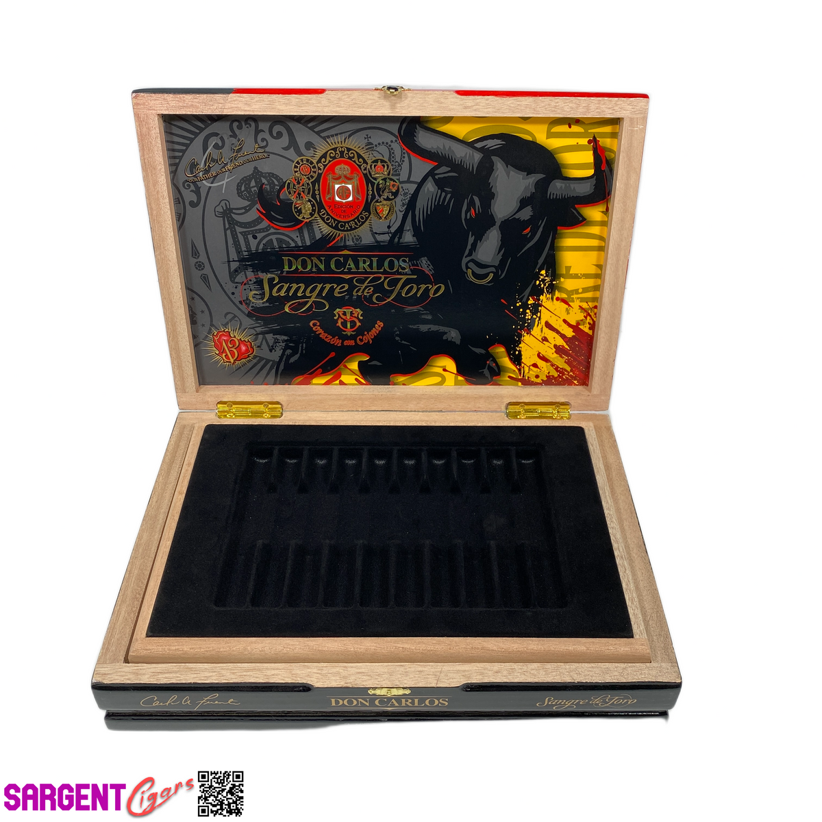 Arturo Fuente Don Carlos Raging Bull Empty Wooden Cigar Box 13.5x9.5x2.75