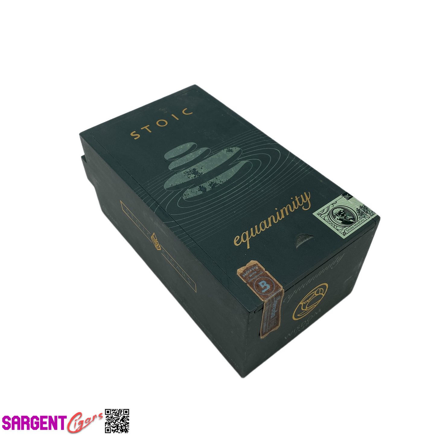 Stoic Equanimity Wisdom Empty Wooden Cigar Box 4.25x8.25x3.5