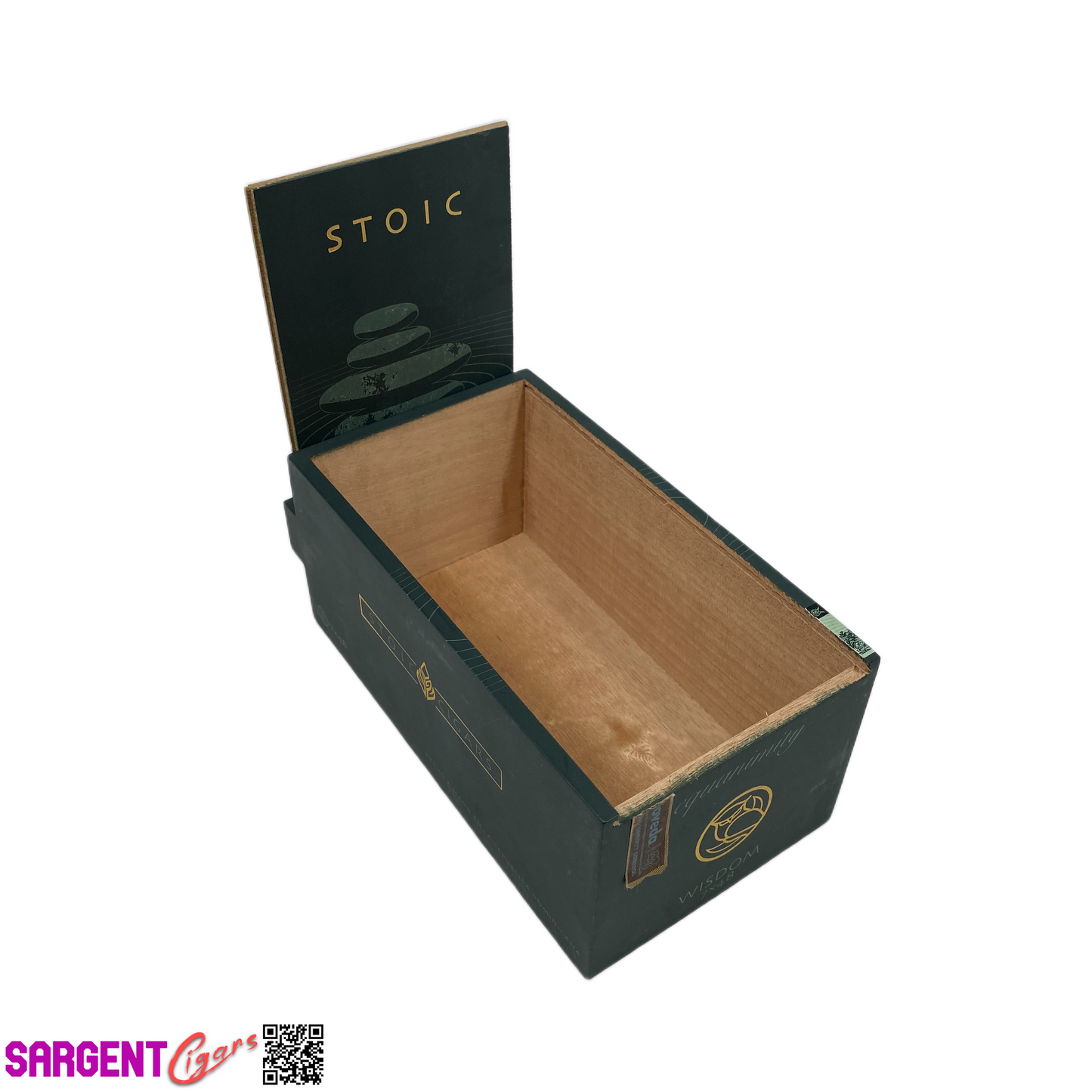 Stoic Equanimity Wisdom Empty Wooden Cigar Box 4.25x8.25x3.5