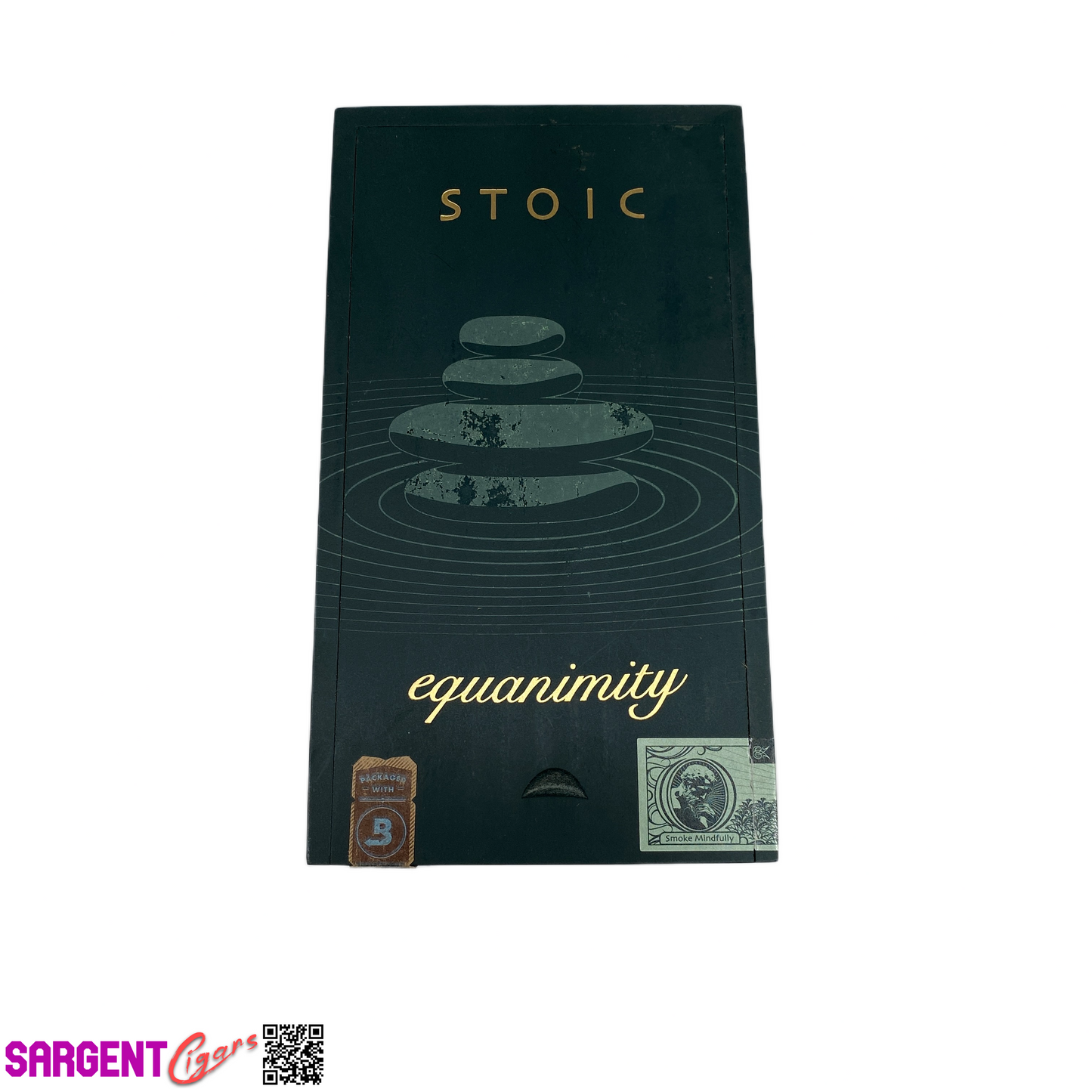 Stoic Equanimity Wisdom Empty Wooden Cigar Box 4.25x8.25x3.5