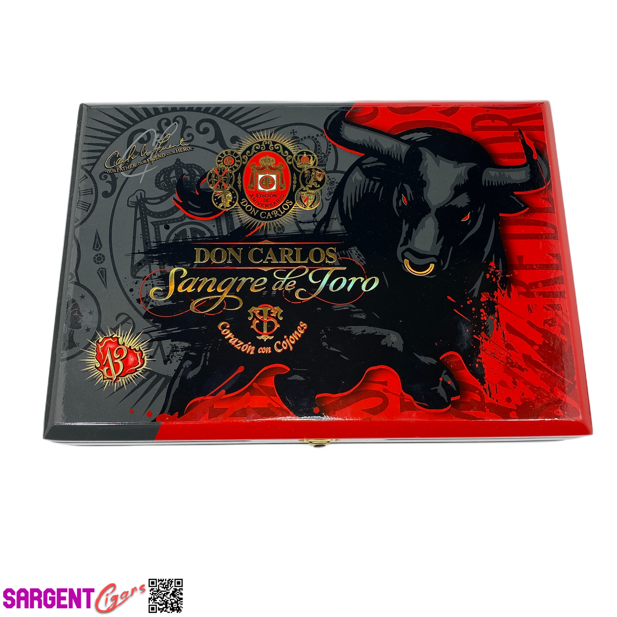 Arturo Fuente Don Carlos Raging Bull Empty Wooden Cigar Box 13.5x9.5x2.75