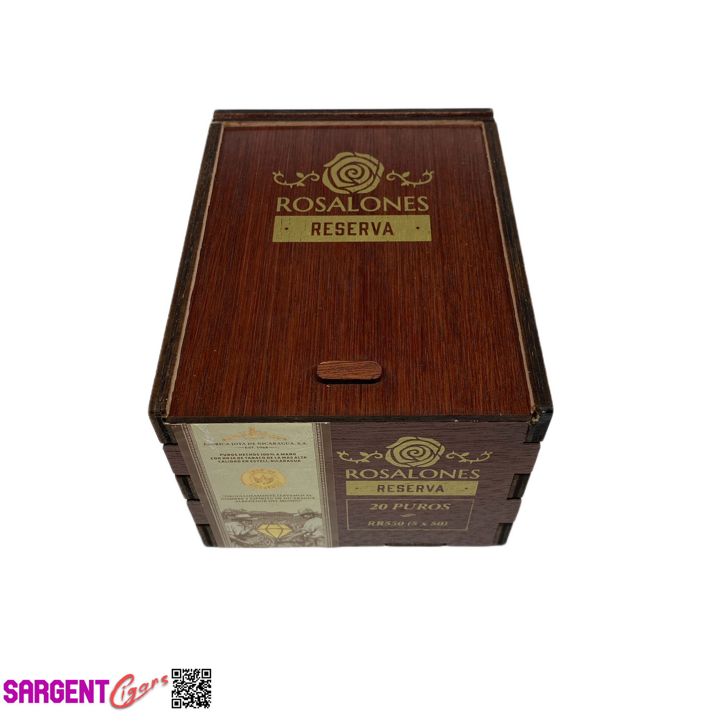 Rosalones Reserva RR550 Empty Wooden Cigar Box 4.5x5.75x3.5