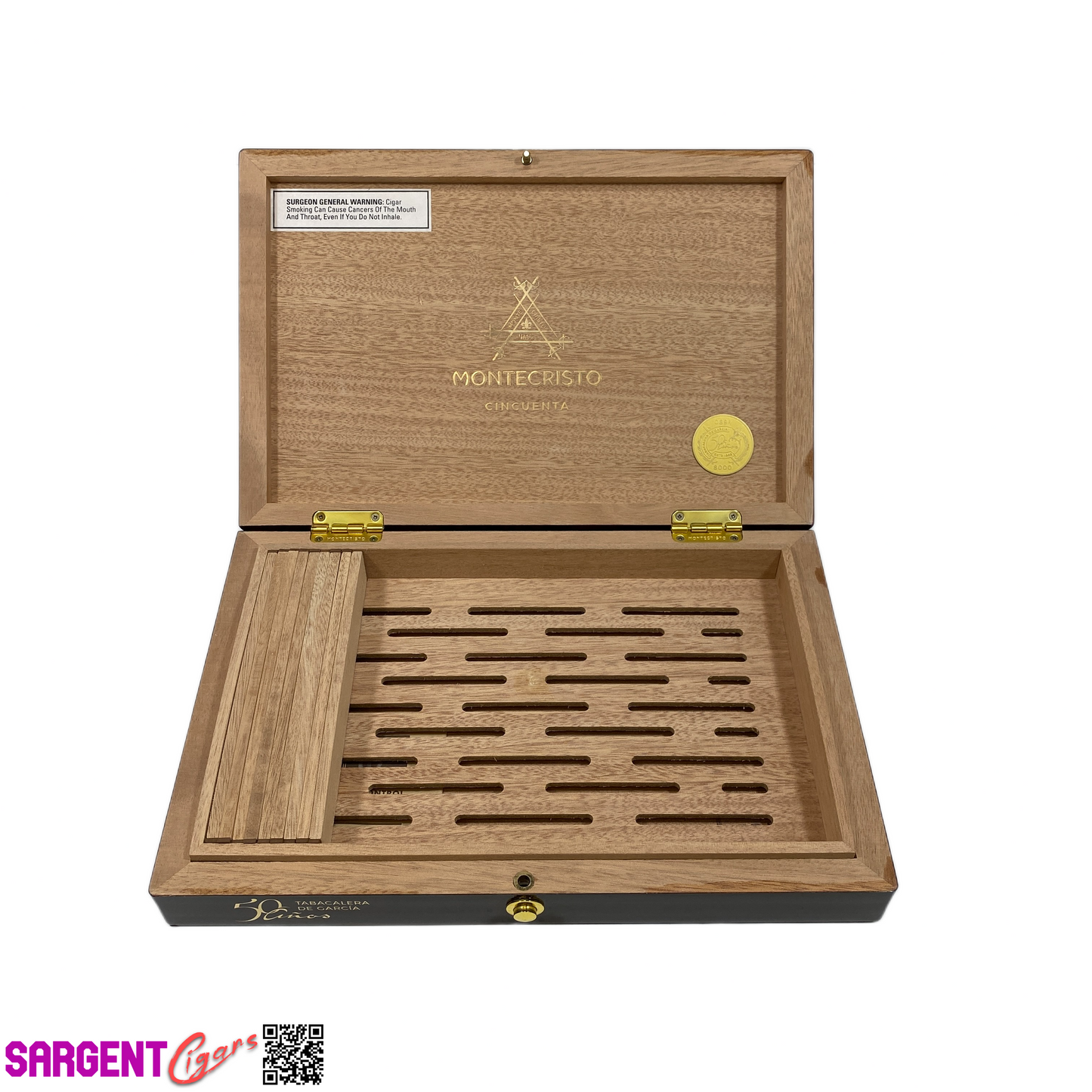 Montecristo Cincuenta Empty Wooden Cigar Box 11.5x7.75x1.75