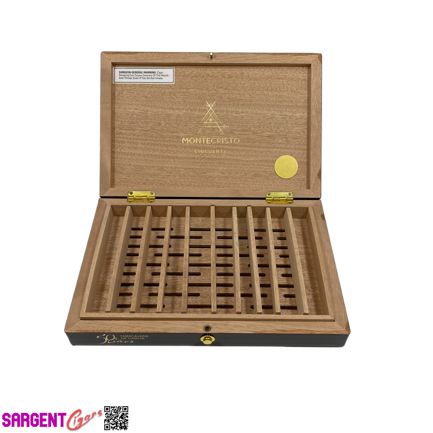 Montecristo Cincuenta Empty Wooden Cigar Box 11.5x7.75x1.75