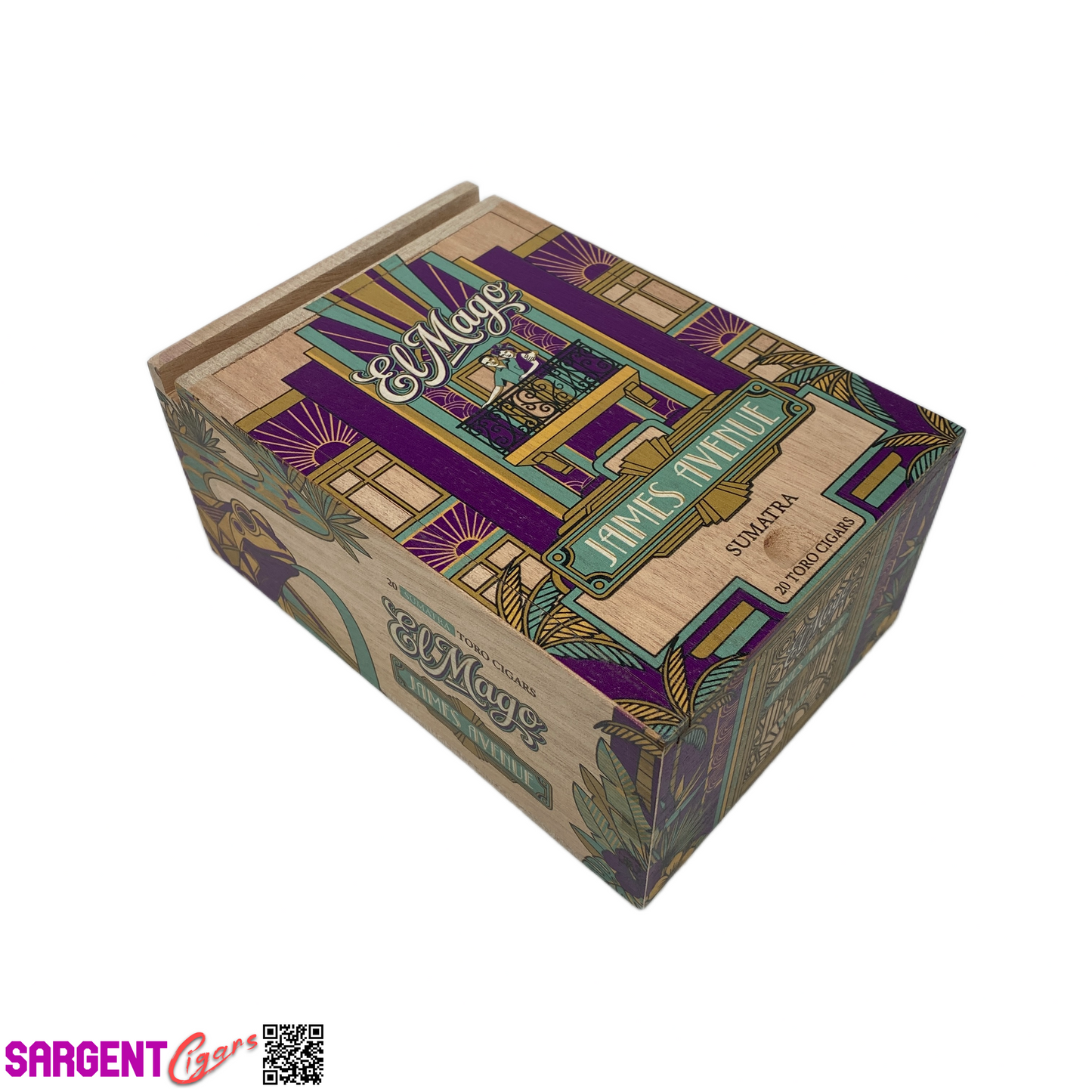 El Mago James Avenue Sumatra Toro Empty Wooden Cigar Box 5x7.5x3.25
