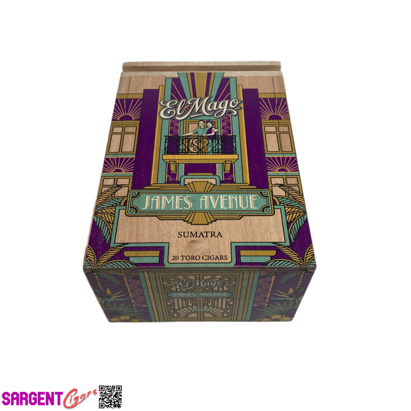 El Mago James Avenue Sumatra Toro Empty Wooden Cigar Box 5x7.5x3.25