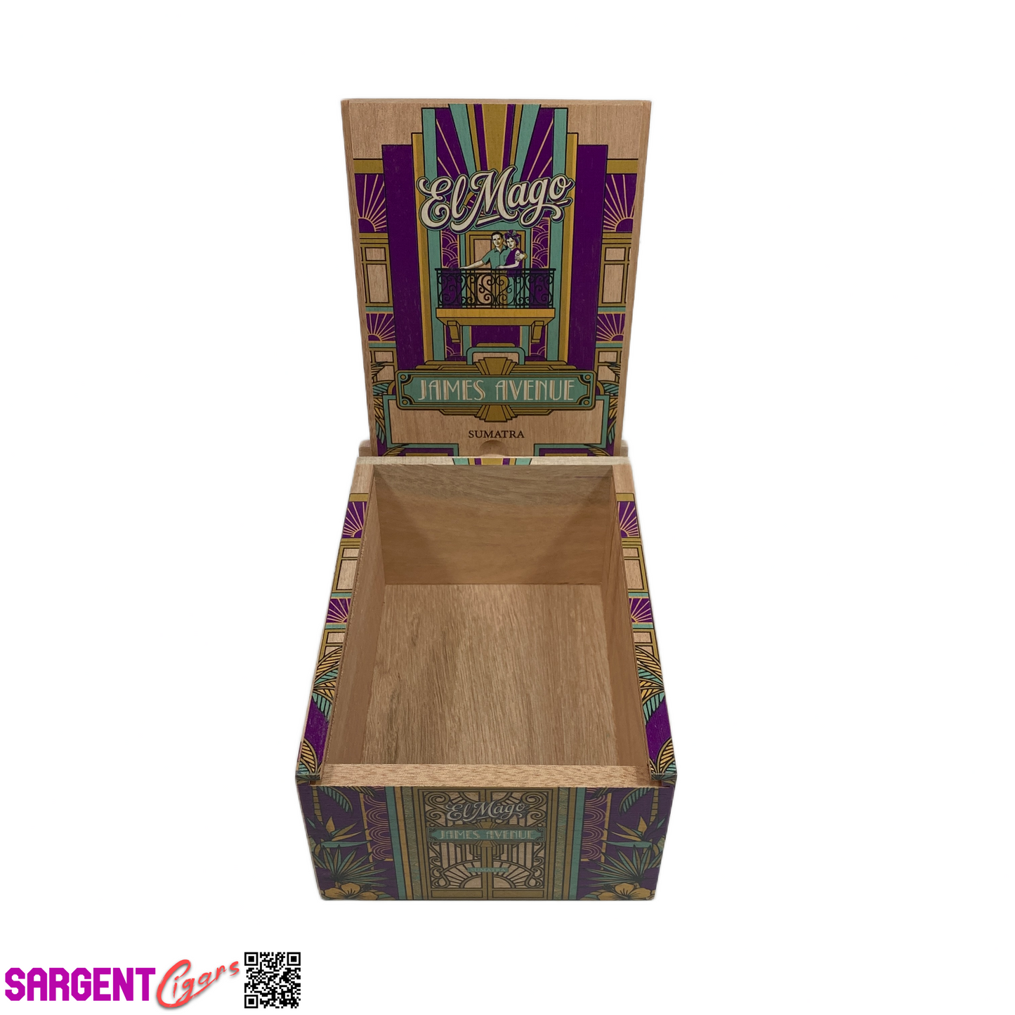 El Mago James Avenue Sumatra Toro Empty Wooden Cigar Box 5x7.5x3.25