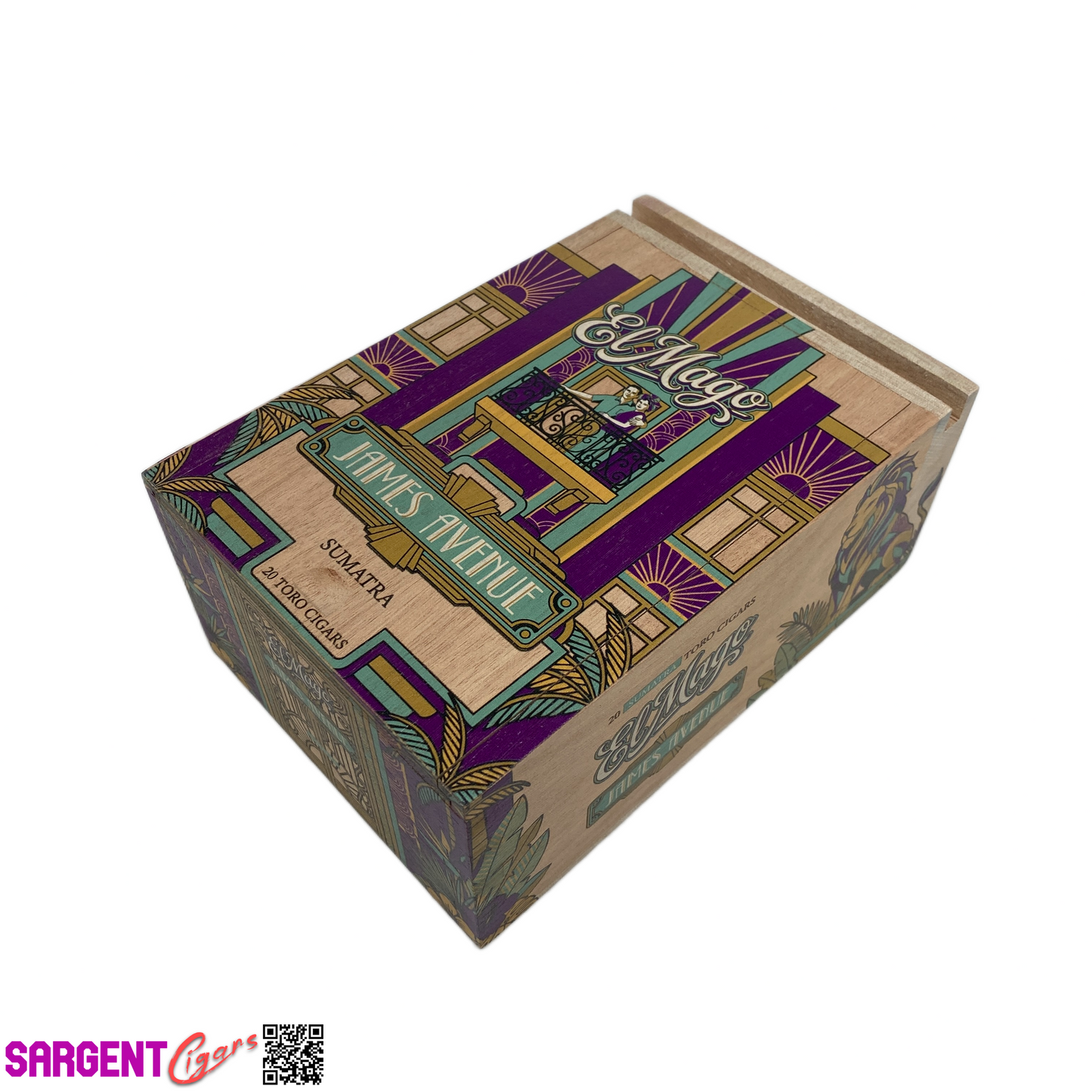 El Mago James Avenue Sumatra Toro Empty Wooden Cigar Box 5x7.5x3.25
