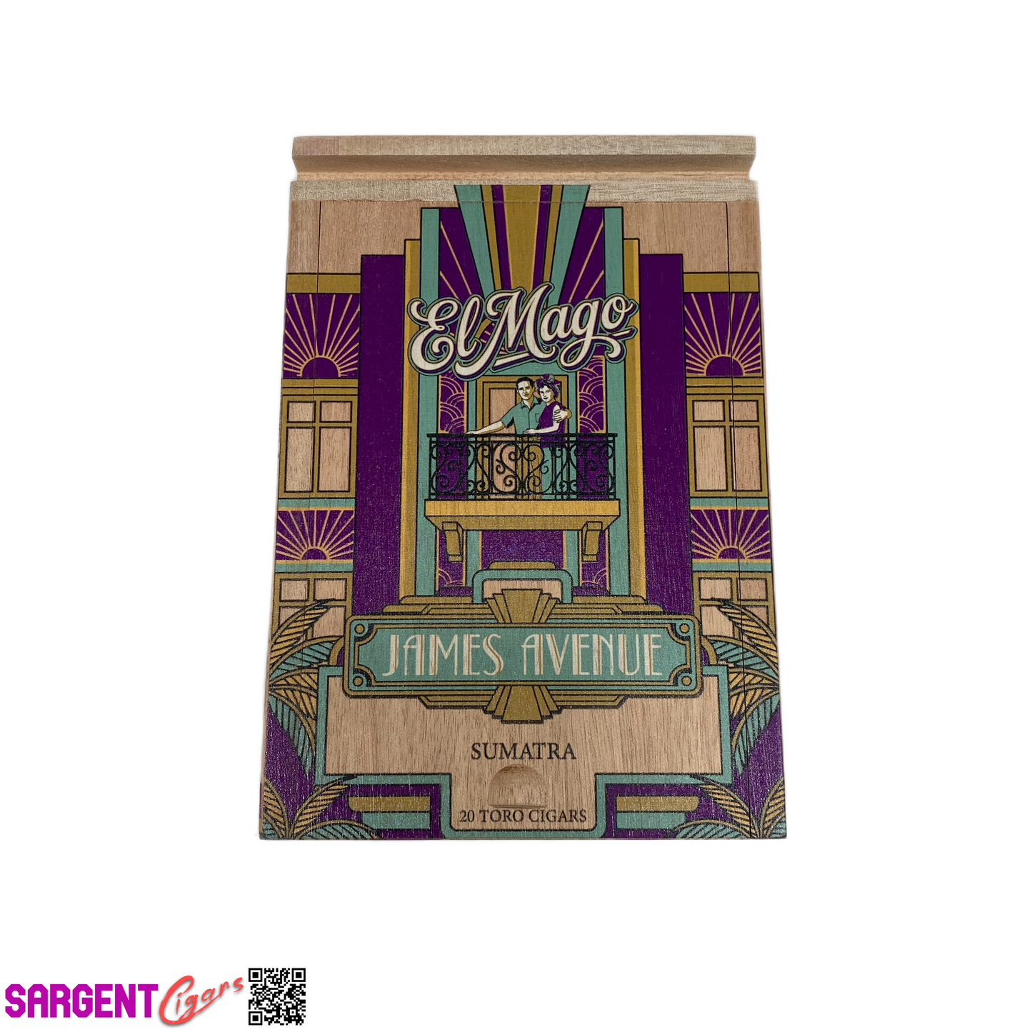 El Mago James Avenue Sumatra Toro Empty Wooden Cigar Box 5x7.5x3.25