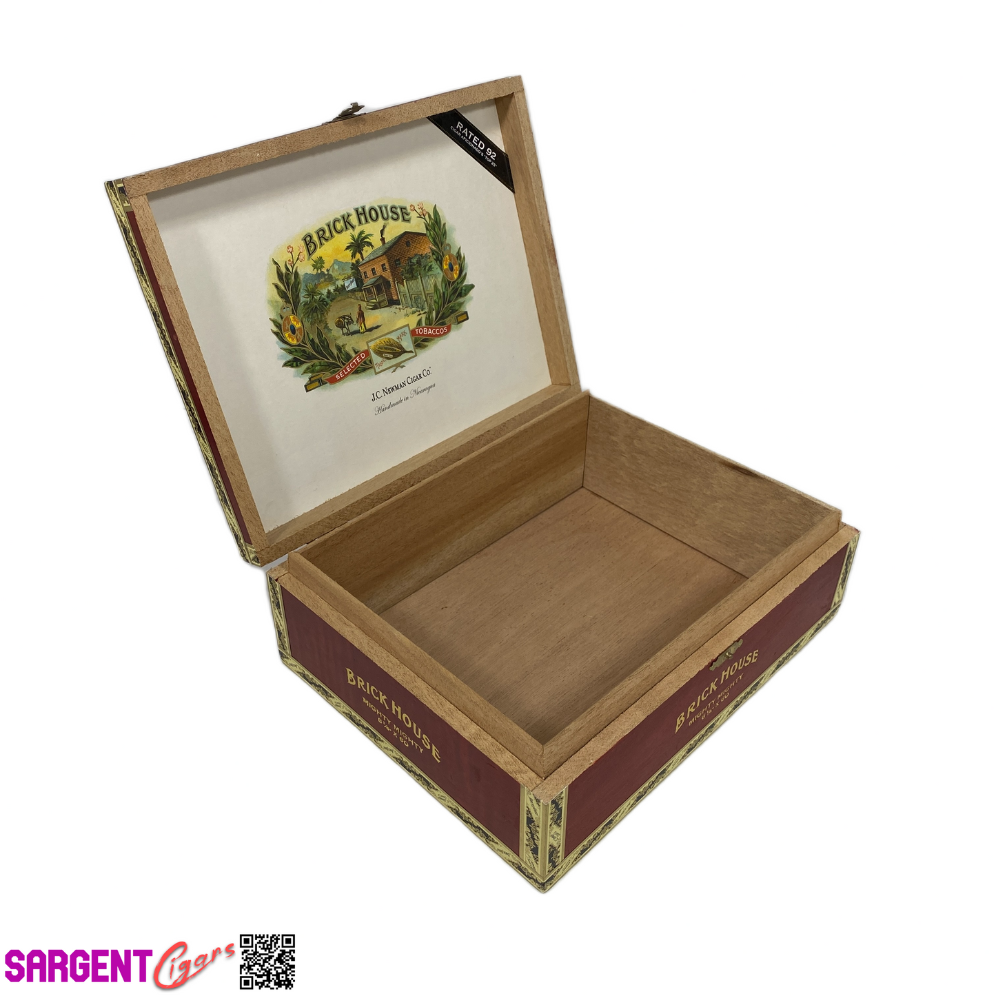 BrickHouse Mighty Mighty Empty Wooden Cigar Box 9.5x7.5x3.25