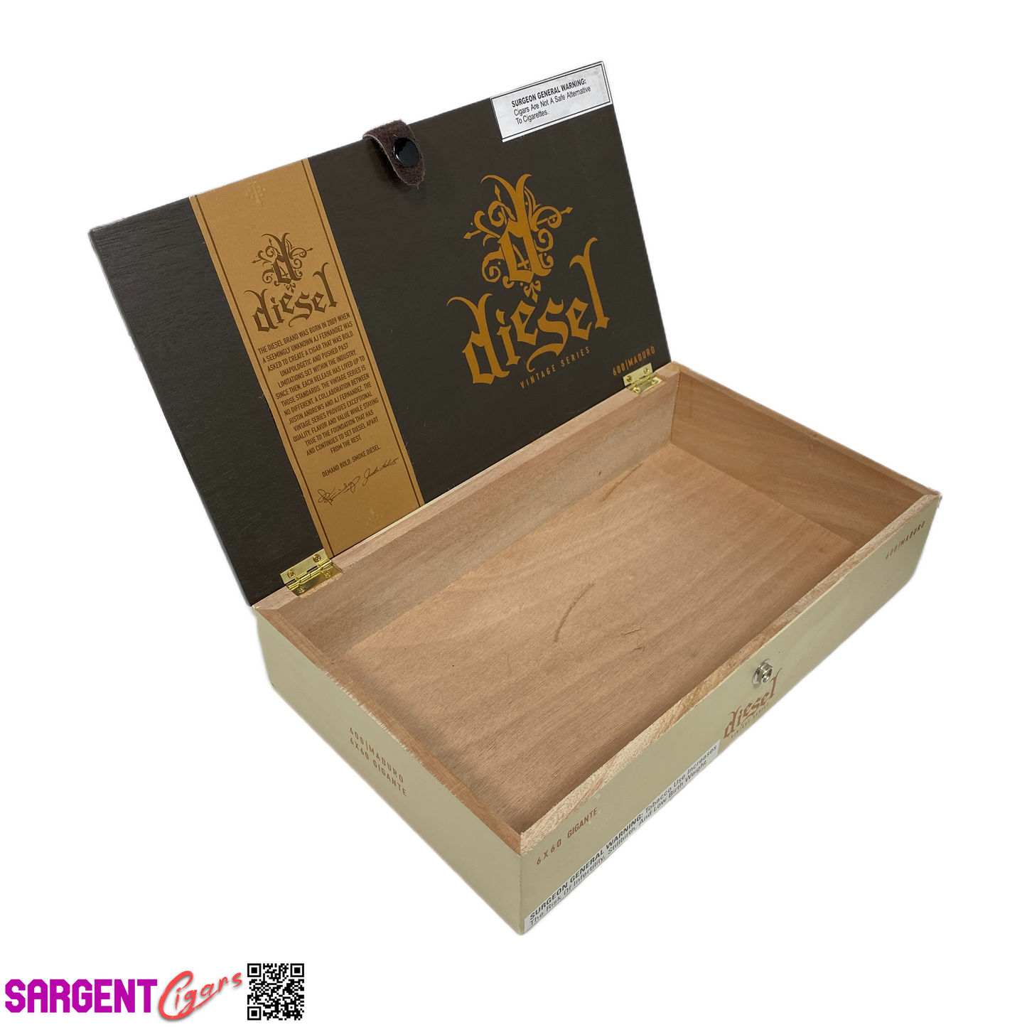 Diesel Vintage Series Gigante Empty Wooden Cigar Box 12.75x7.5x2.75 (1)