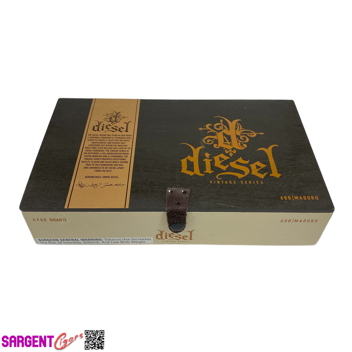 Diesel Vintage Series Gigante Empty Wooden Cigar Box 12.75x7.5x2.75 (1)
