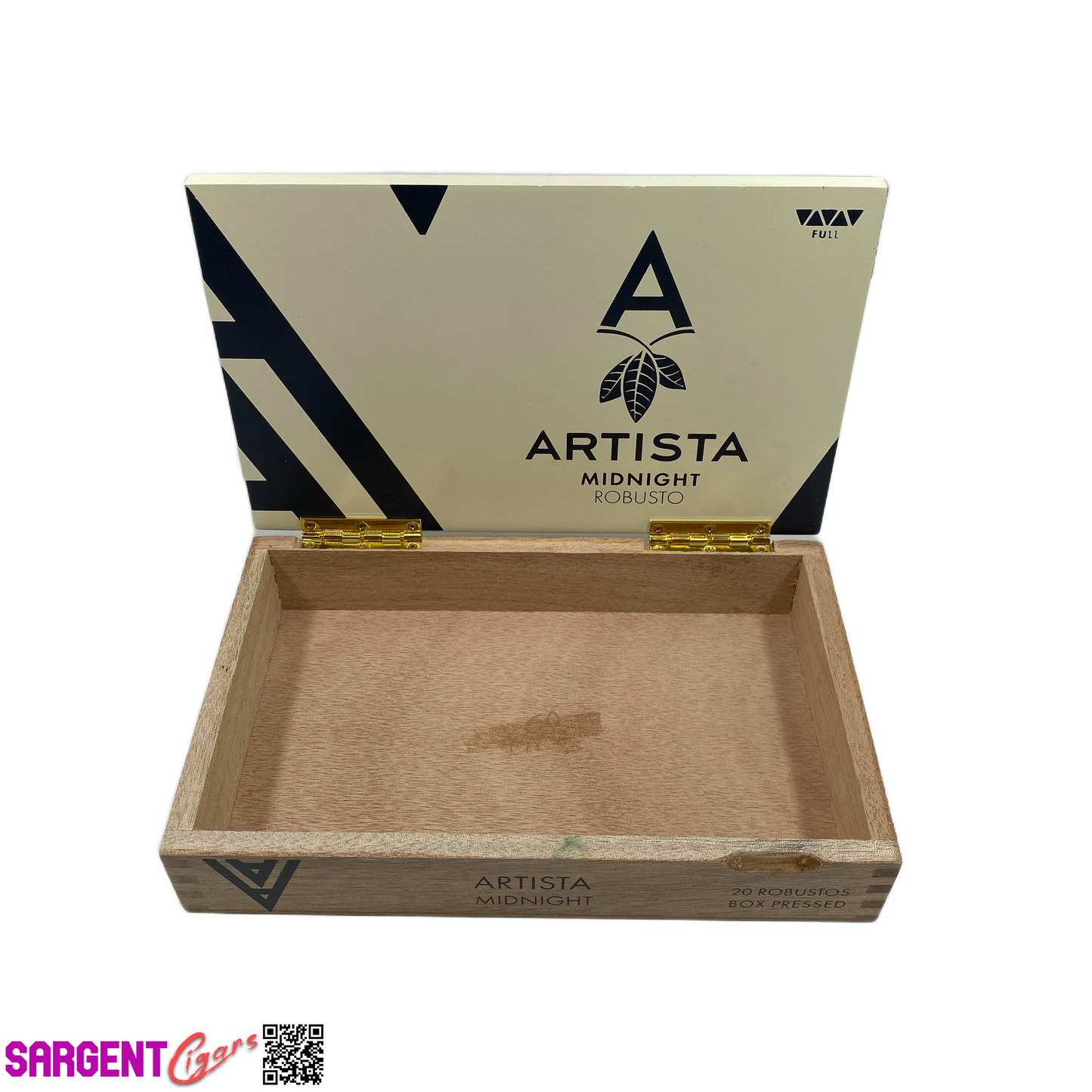 Artista Midnight Robusto Empty Wooden Cigar Box 9.5x6x2