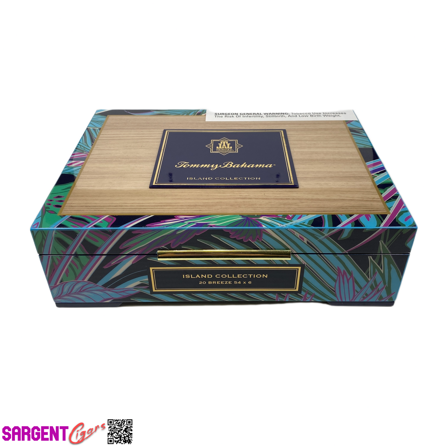 Tommy Bahama Island Collection Empty Wooden Cigar Box 10x7.5x3