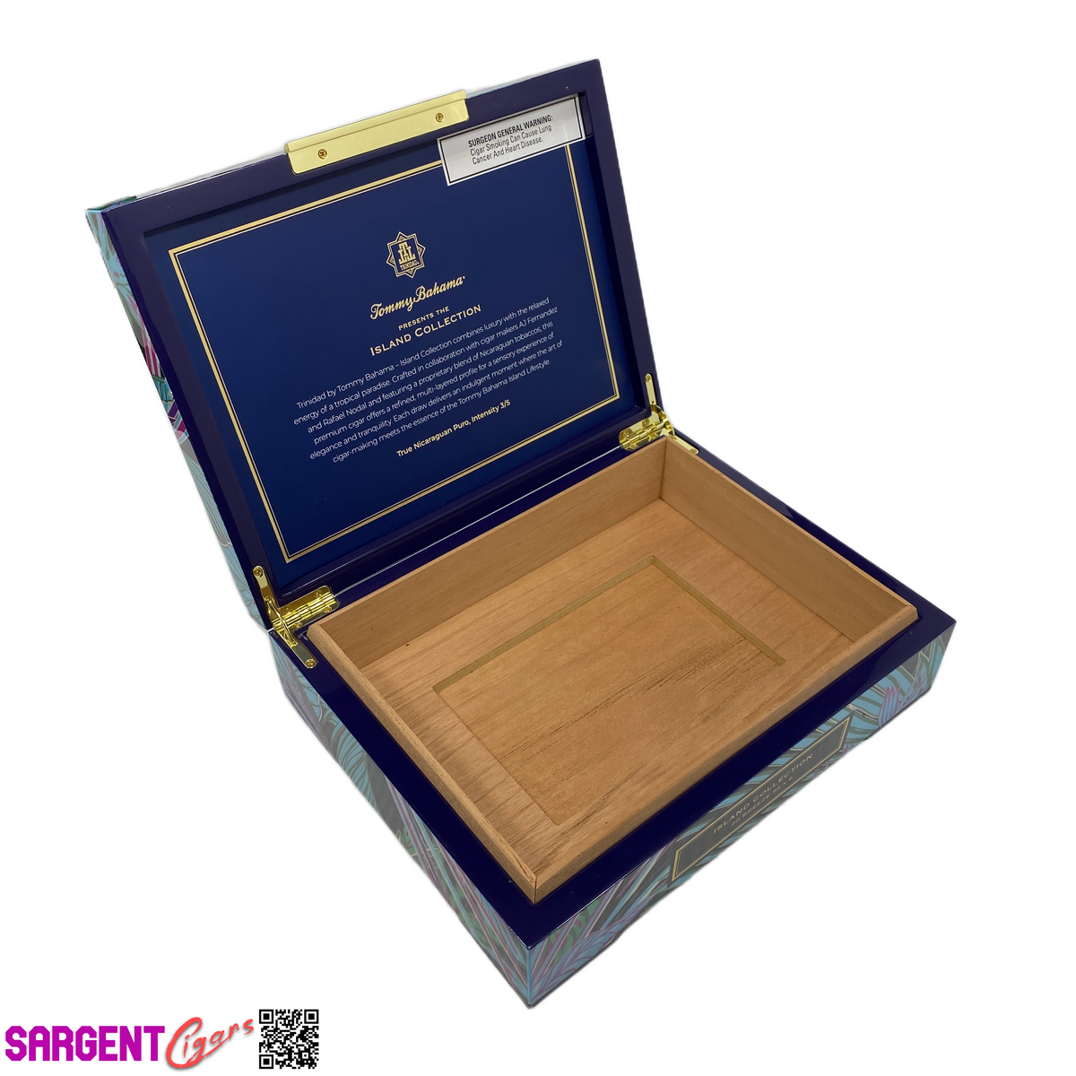 Tommy Bahama Island Collection Empty Wooden Cigar Box 10x7.5x3