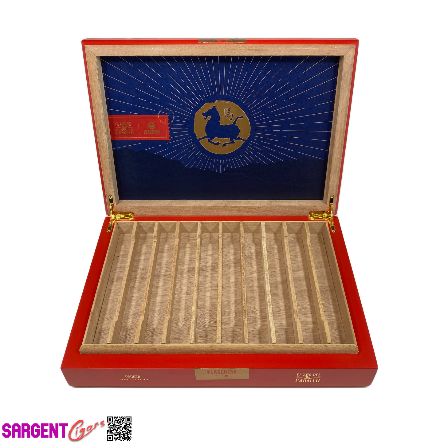 Plasencia El Ano Del Caballo Empty Wooden Cigar Box 12.5x9x2.5