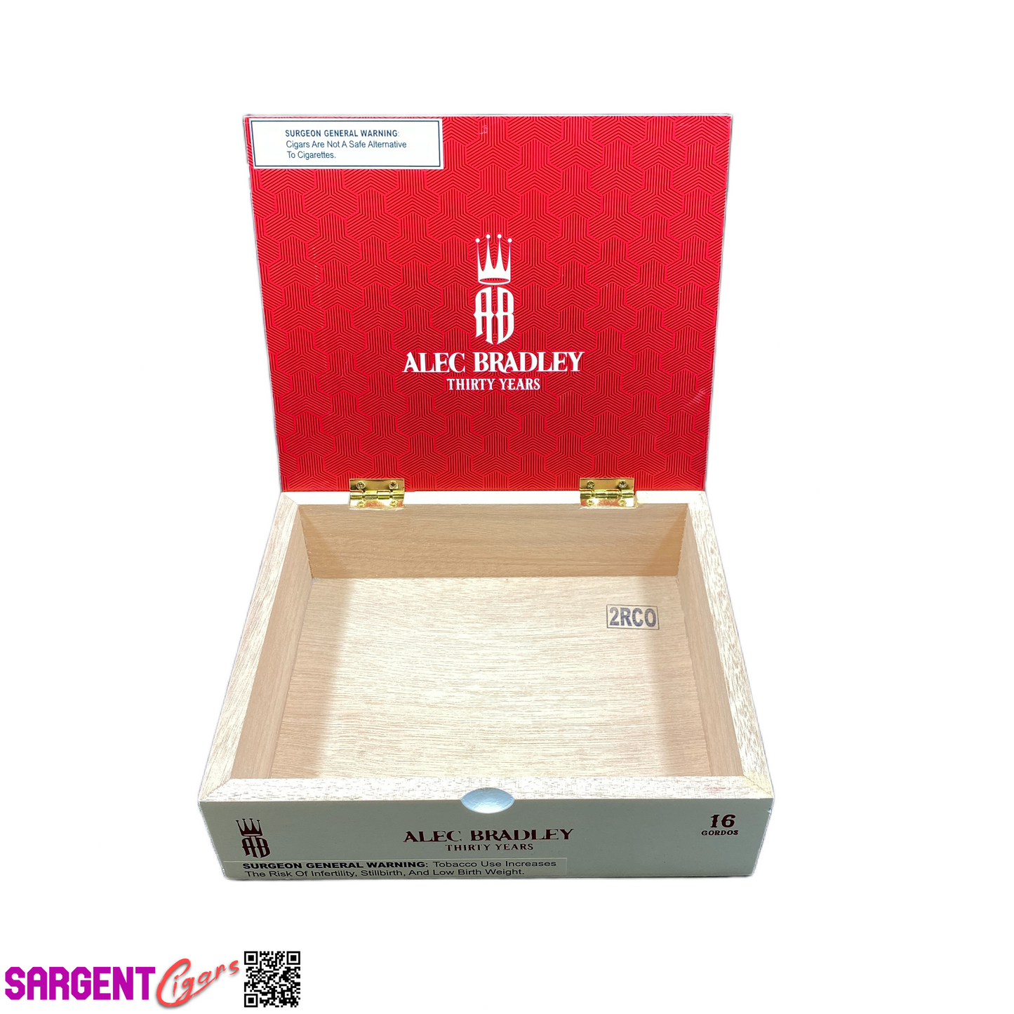 Alec Bradley 30 Years Gordo Empty Wooden Cigar Box 8.25x7x2.5