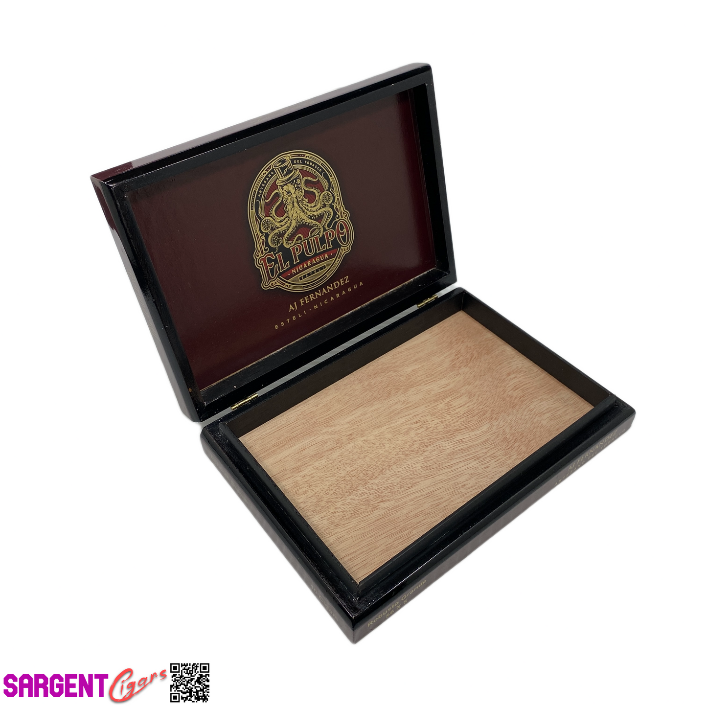 Aj Fernandez El Pulpo Robusto Grande Empty Wooden Cigar Box 9x6.25x1.75