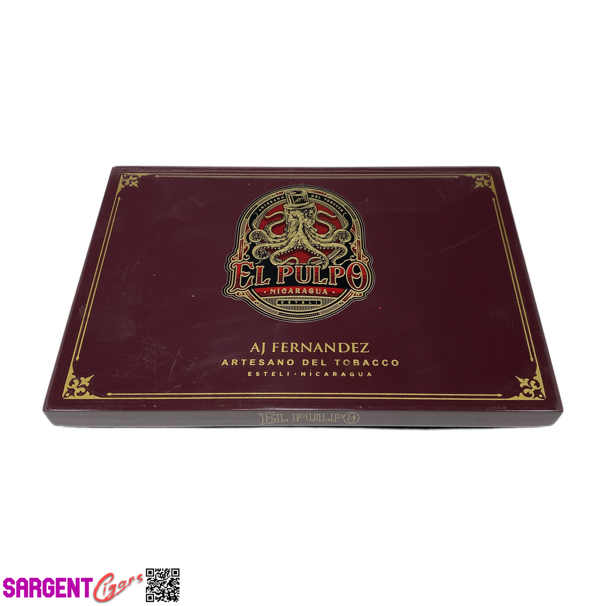 Aj Fernandez El Pulpo Robusto Grande Empty Wooden Cigar Box 9x6.25x1.75