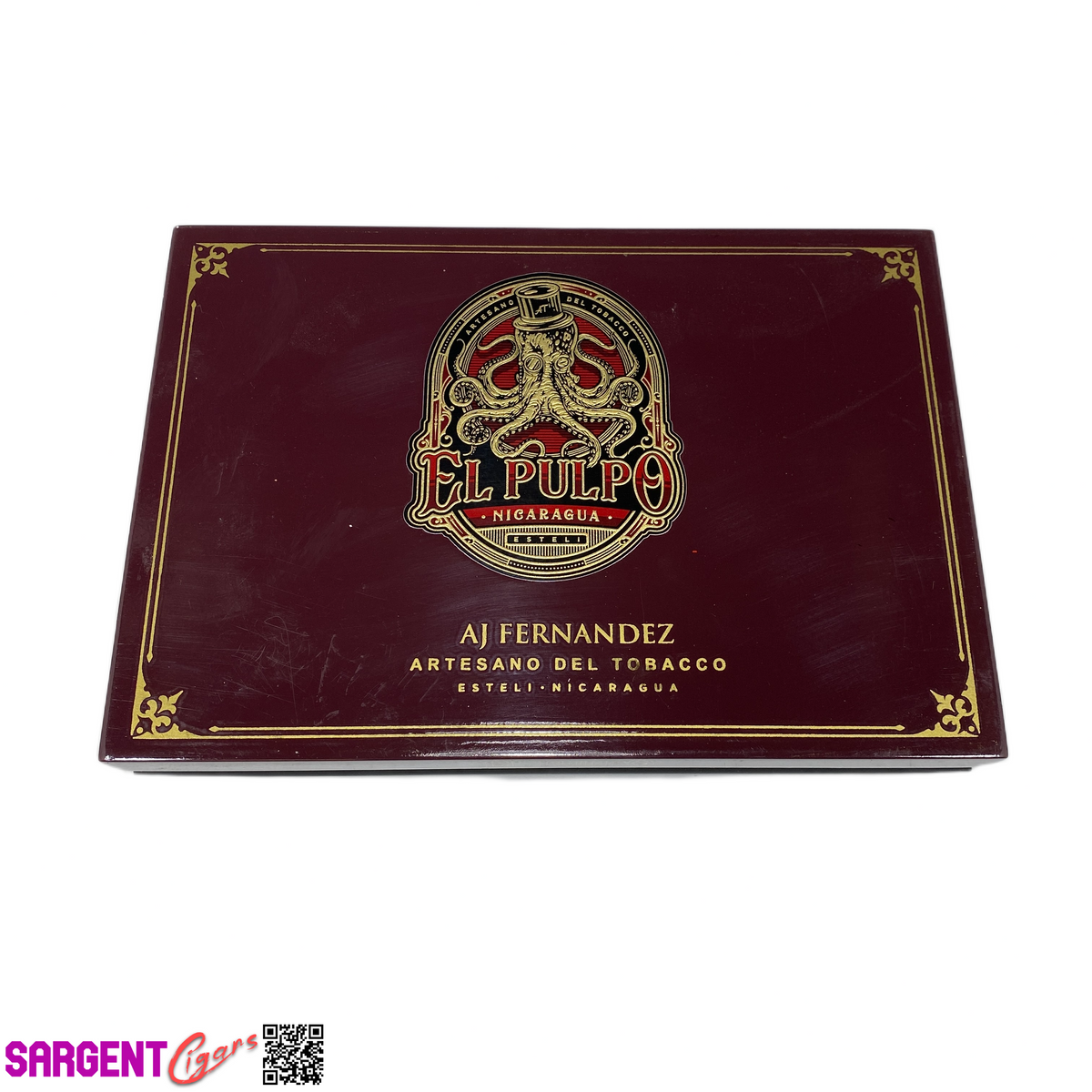 Aj Fernandez El Pulpo Robusto Grande Empty Wooden Cigar Box 9x6.25x1.75